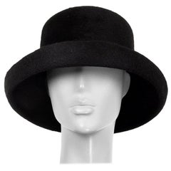 auth YOHJI YAMAMOTO black RABBIT FUR Hat 58