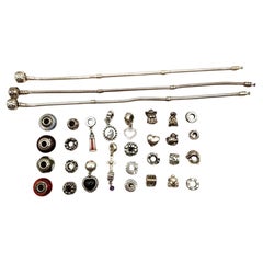 Authenic Pandora Lot of 32 Sterling Silver Charms & Bracelets #19886