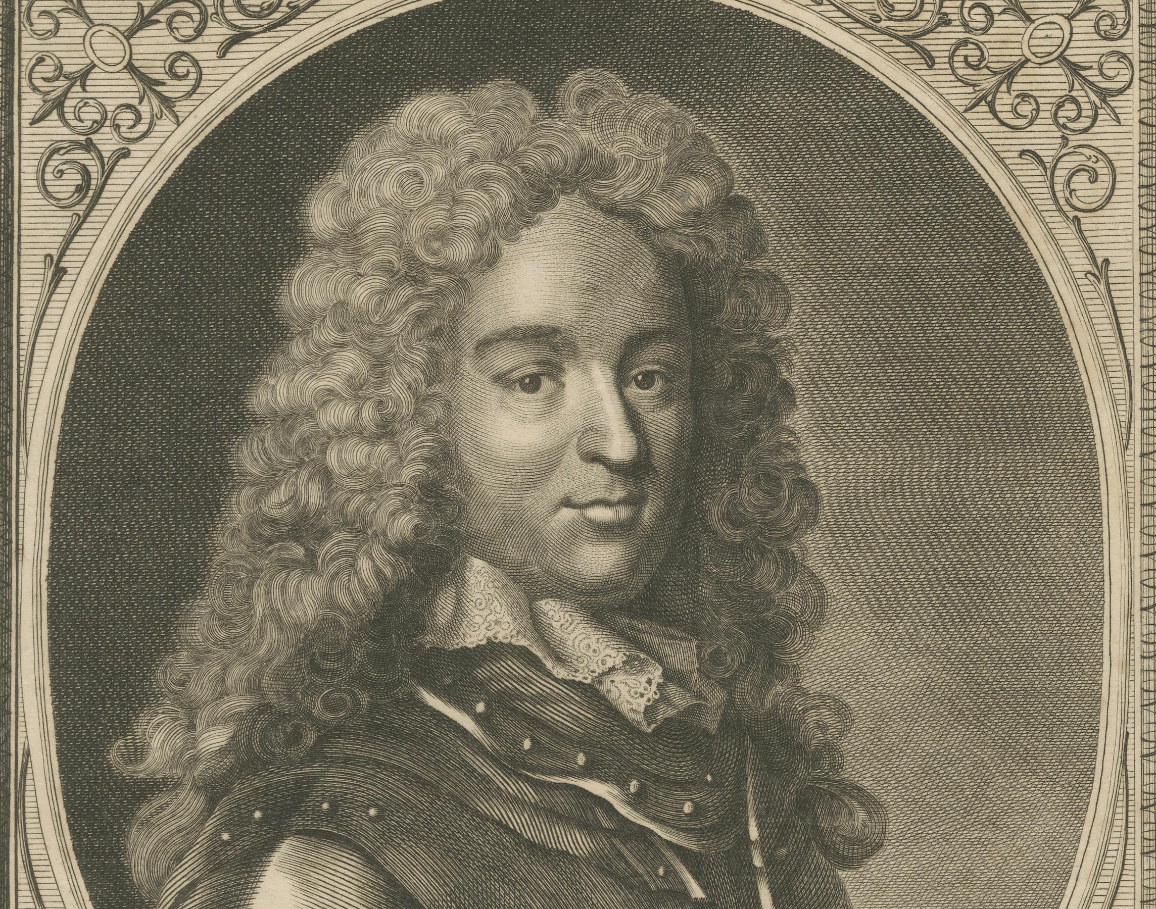 Paper Authentic 1784 Engraved Portrait of Historian Rapin de Thoyras For Sale