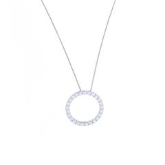 Authentic 18 Karat White Gold “Roberto Coin” Circle Diamond Pendant Necklace.