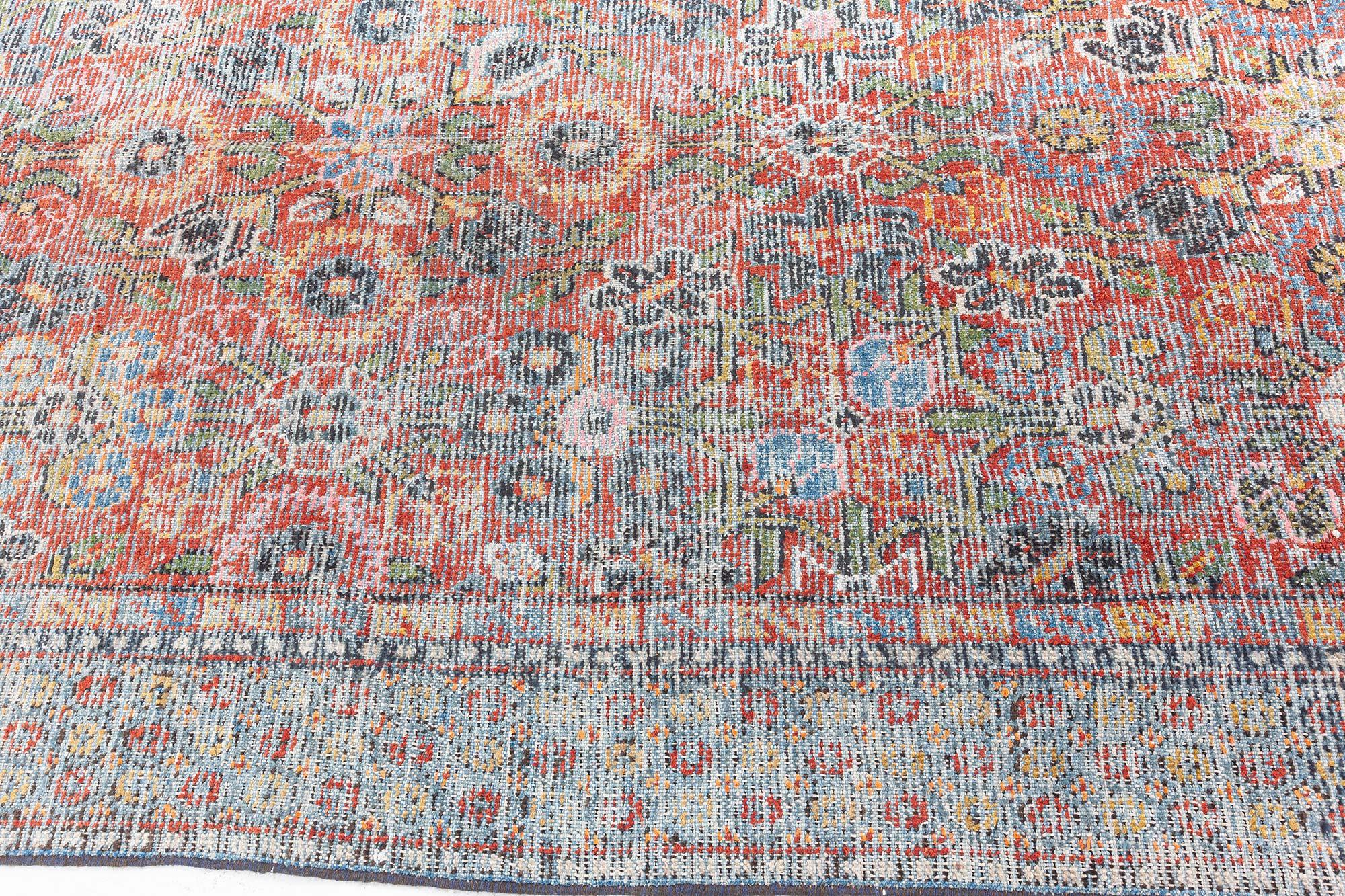Hand-Knotted Authentic 1850s Samarkand Handmade Silk Rug For Sale