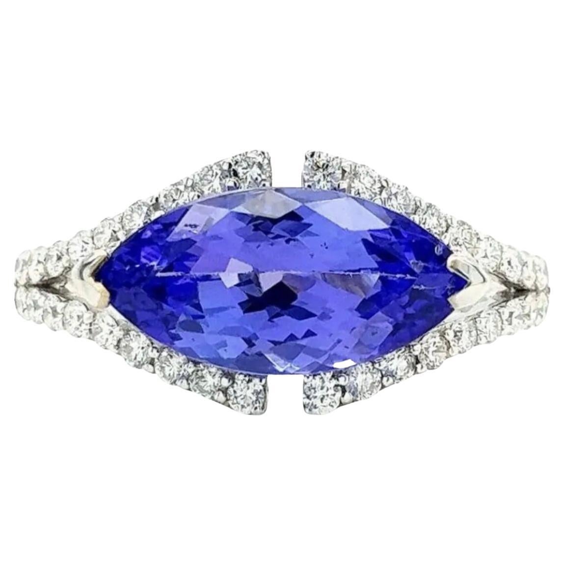 Authentic 18k 2.42 Ct Tanzanite & .39 Ct Diamond Ring with Appraisal Report Inc