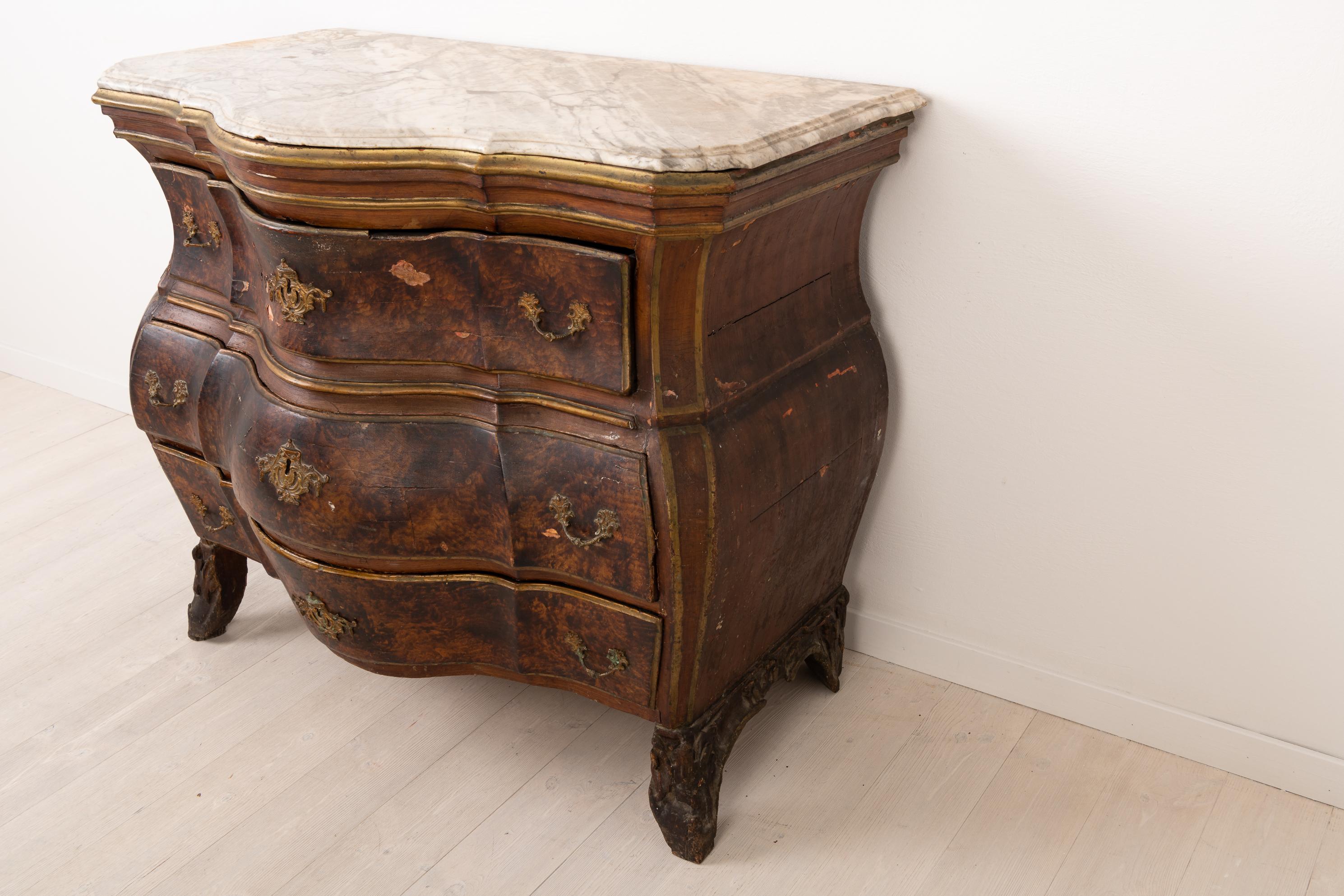 Authentic 18th Century Swedish Rococo Chest of Drawers For Sale 5