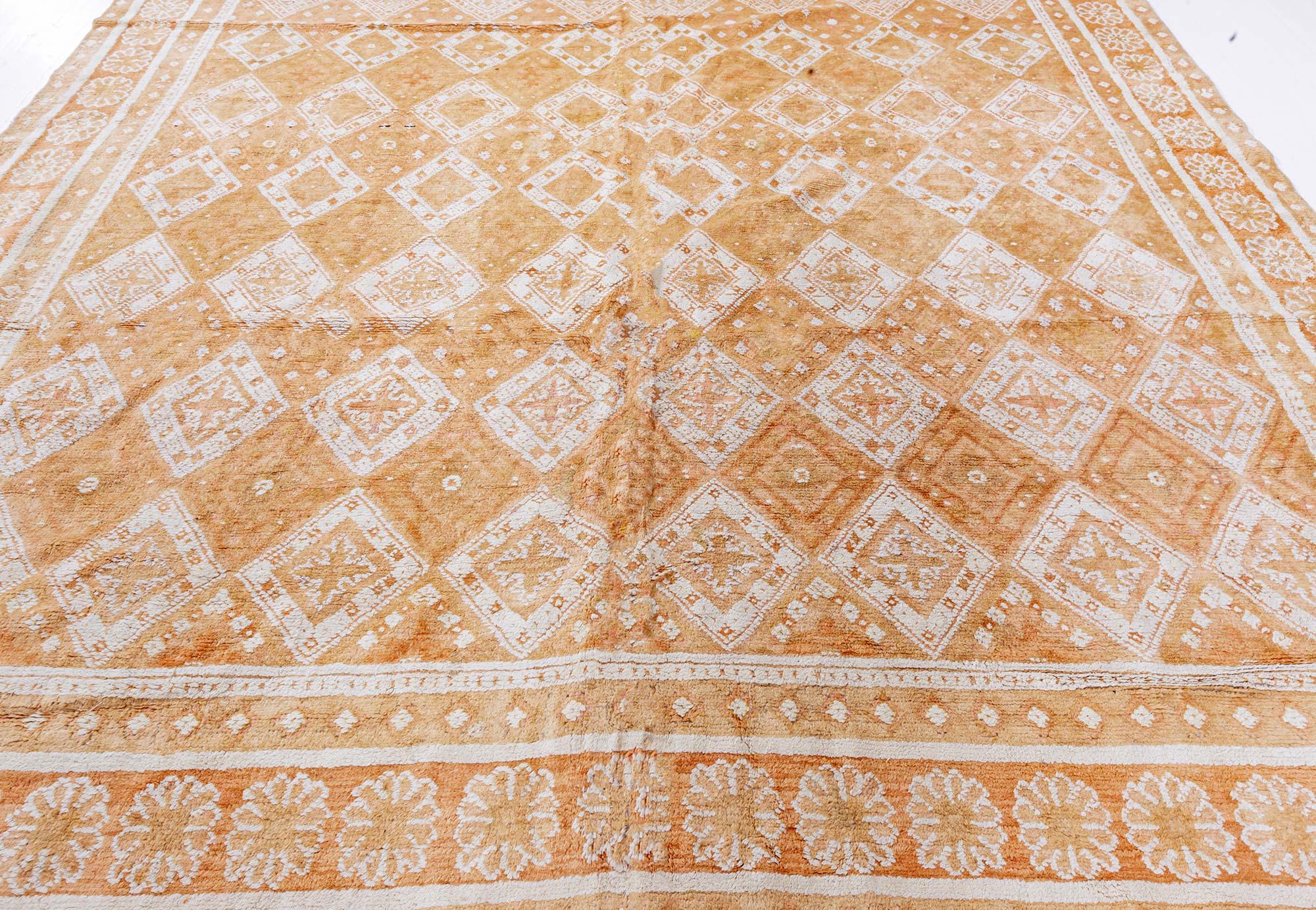 20th Century Doris Leslie Blau Authentic 1900 Indian Agra Orange Handmade Rug For Sale