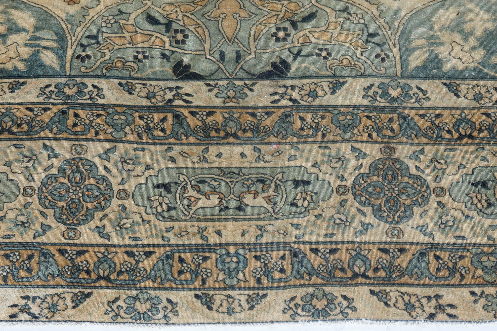 Authentic 1900s Persian Kirman Handmade Wool Carpet For Sale 1
