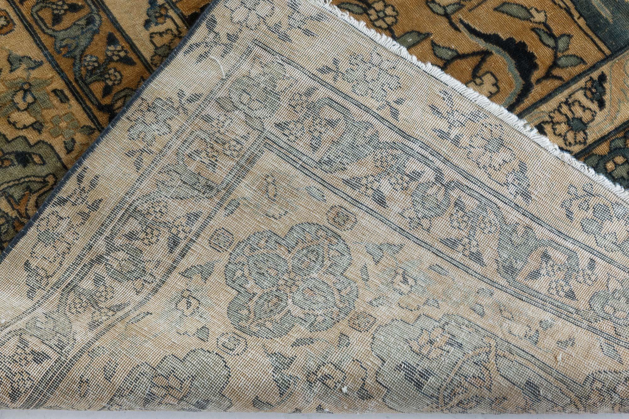 Authentic 1900s Persian Kirman Handmade Wool Carpet For Sale 4