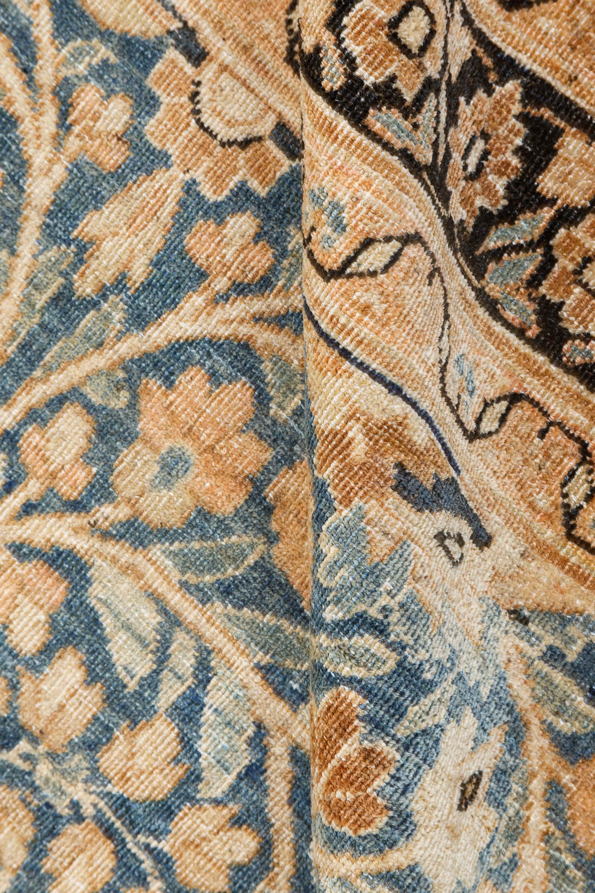 Authentische 1900er Persisch Meshad blau, beige handgefertigten Wollteppich
Größe: 9'6
