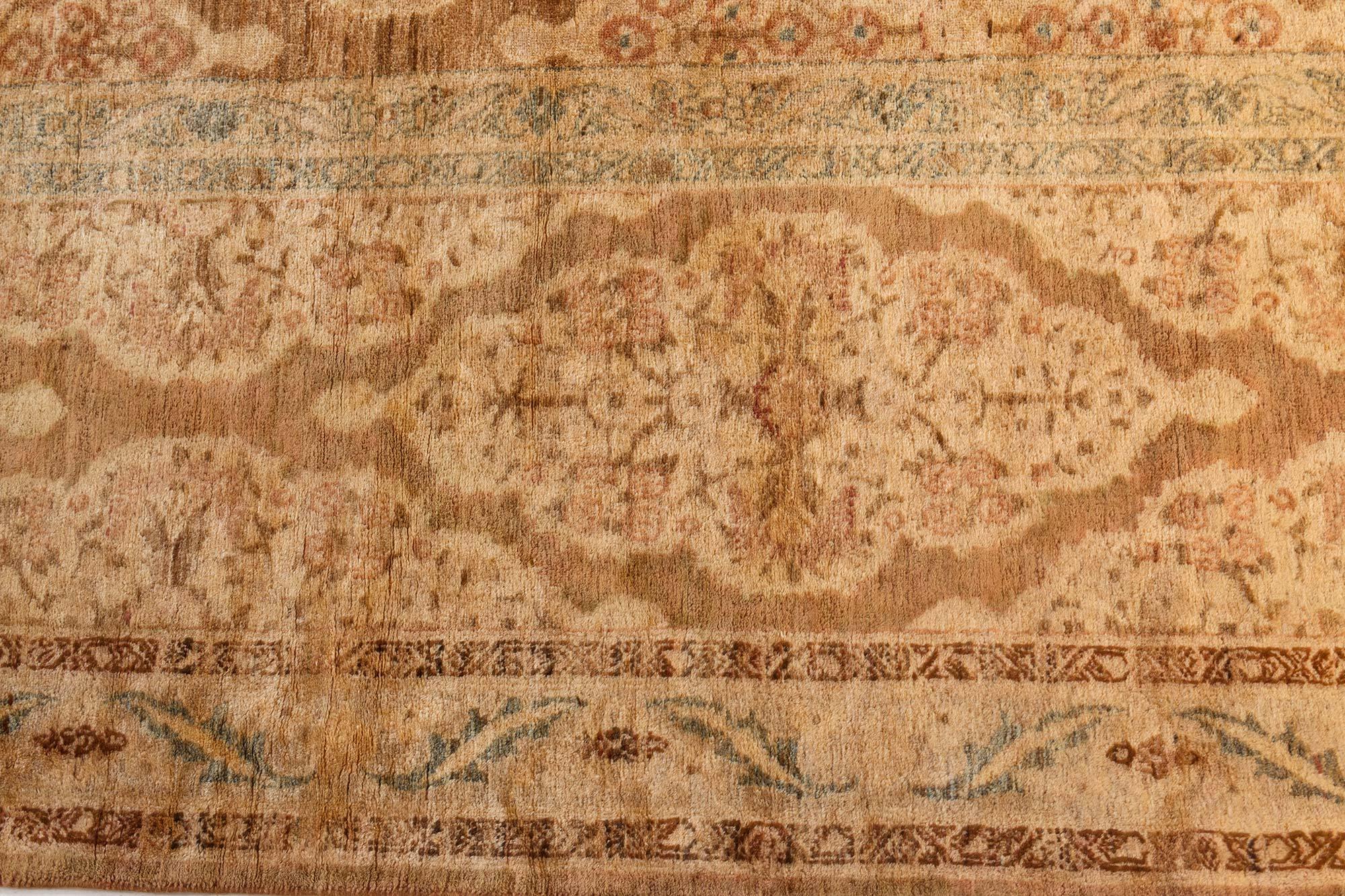 20th Century 1900s Persian Tabriz Handmade Brown Wool Rug For Sale