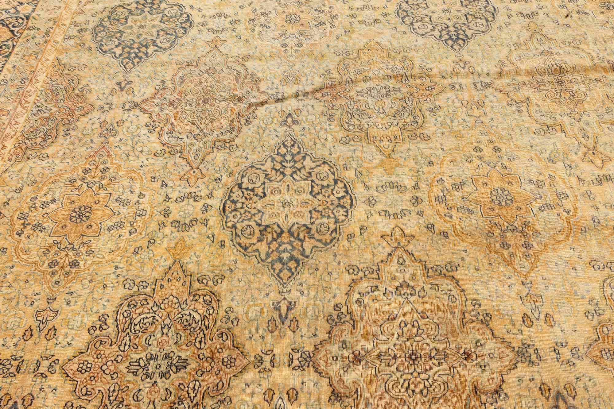 Hand-Knotted 1900s Persian Tabriz Handmade Wool Carpet For Sale