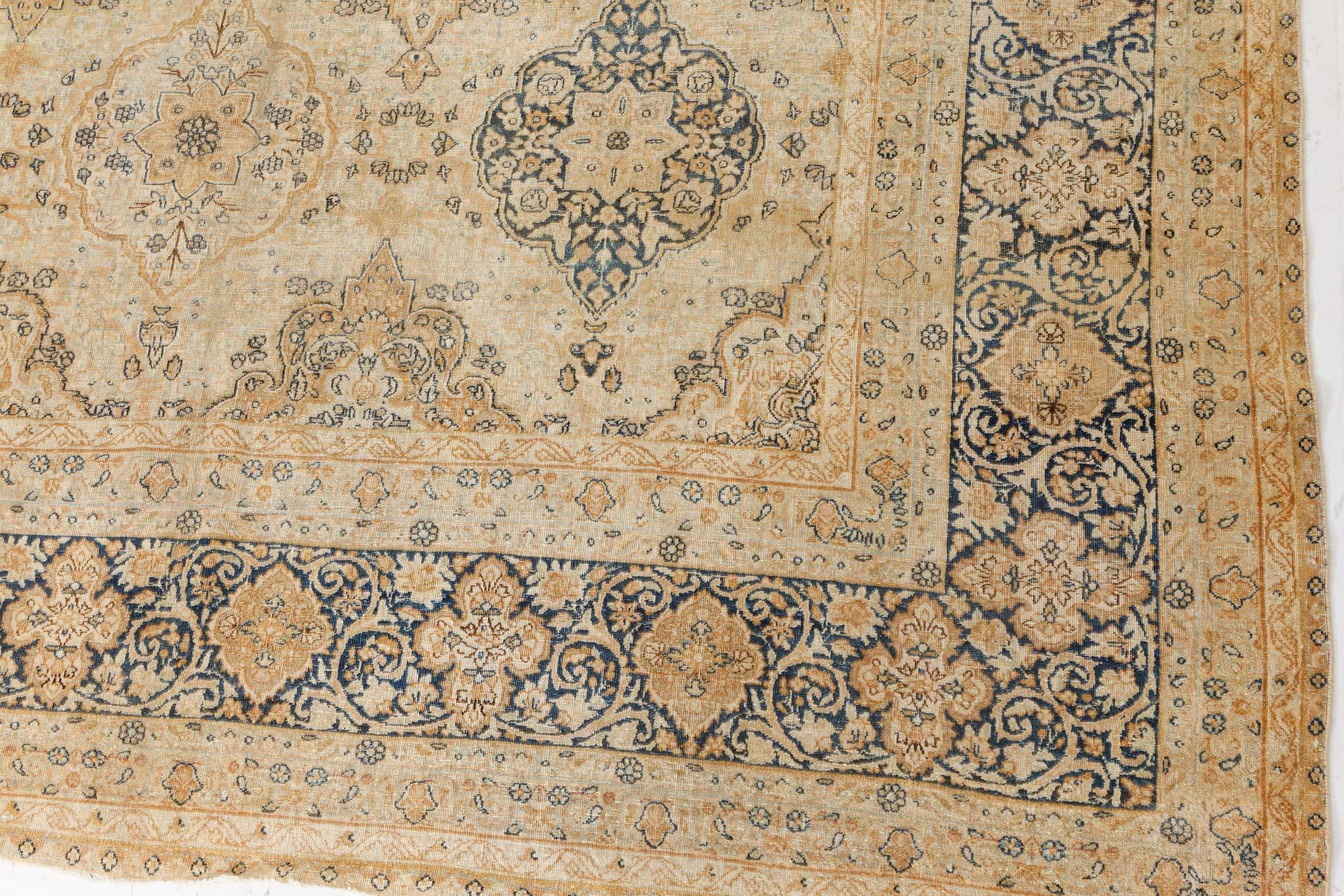 1900s Persian Tabriz Handmade Wool Carpet For Sale 2