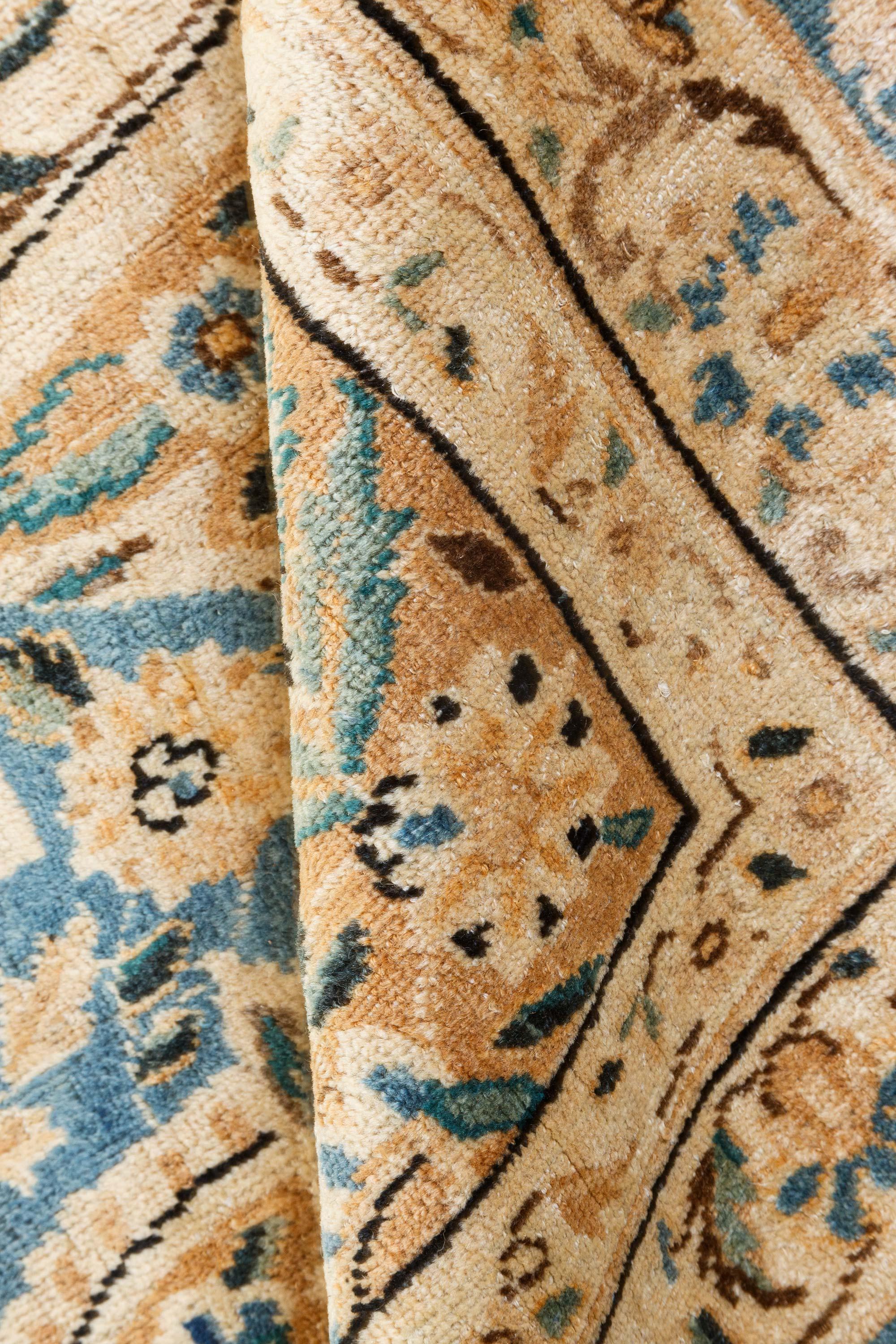 Authentic 1900s Persian Tabriz handmade wool rug
Size: 9'10