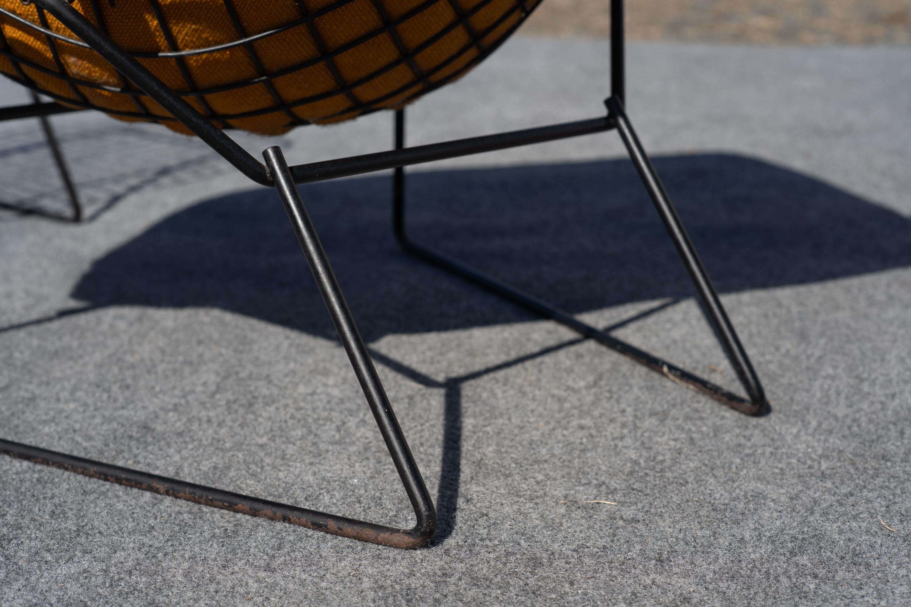 Authentic 1960s Harry Bertoia for Knoll Bird Chair & Ottoman with Original Cover For Sale 2