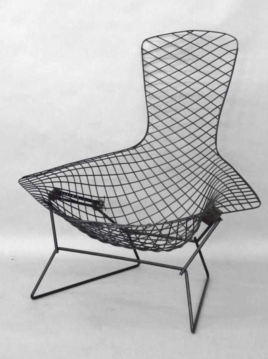 Authentic 1960s Harry Bertoia for Knoll Bird Chair & Ottoman with Original Cover For Sale 9