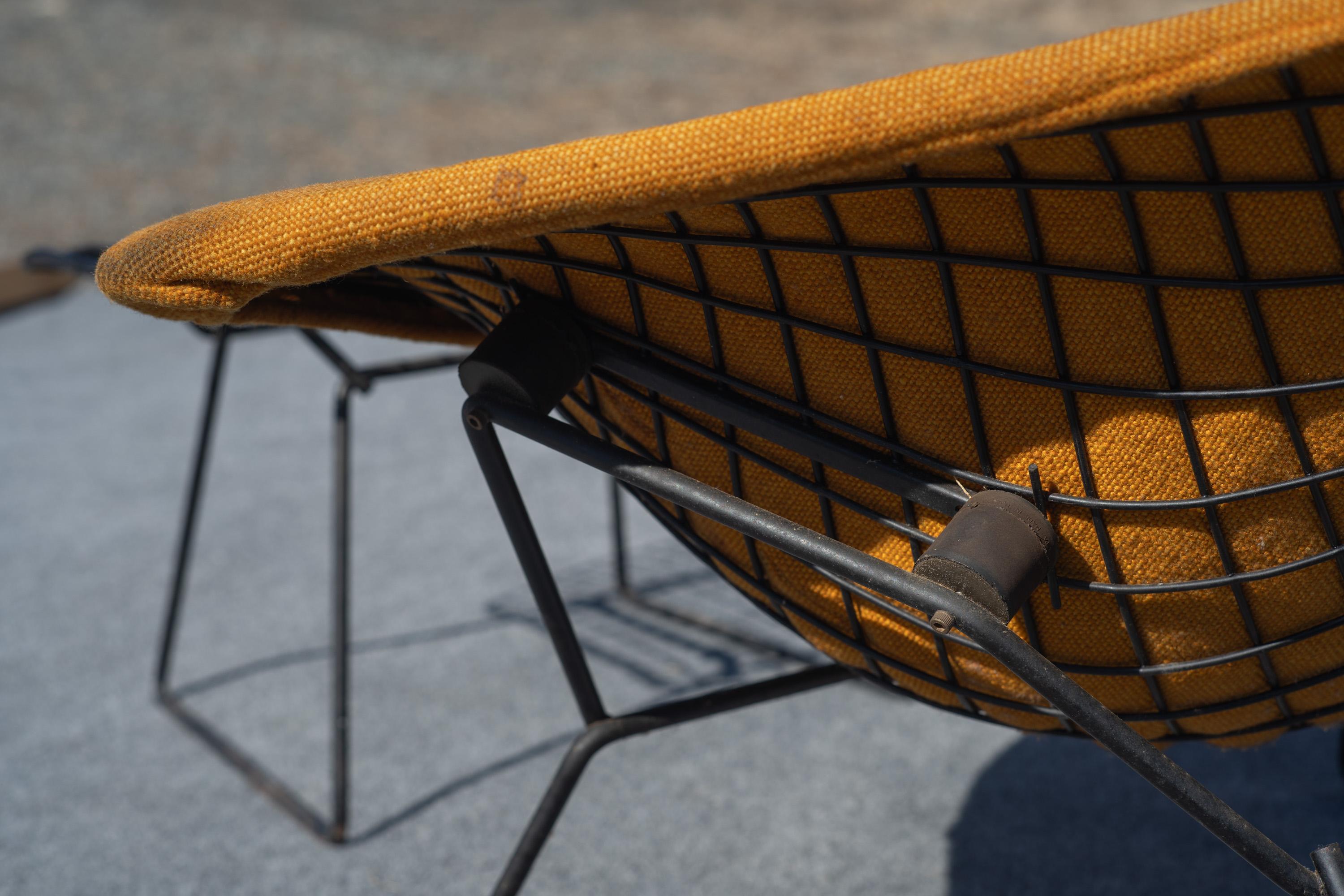 Authentic 1960s Harry Bertoia for Knoll Bird Chair & Ottoman with Original Cover For Sale 1
