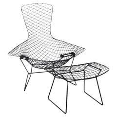 Authentic 1960s Harry Bertoia for Knoll Bird Chair & Ottoman with Original Cover