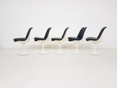 Authentic 1969 Eero Saarinen Leather Tulip Dining Chairs for Knoll International