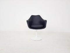 Authentic 1969 Tulip Leather Dining Arm Chair by Eero Saarinen for Knoll