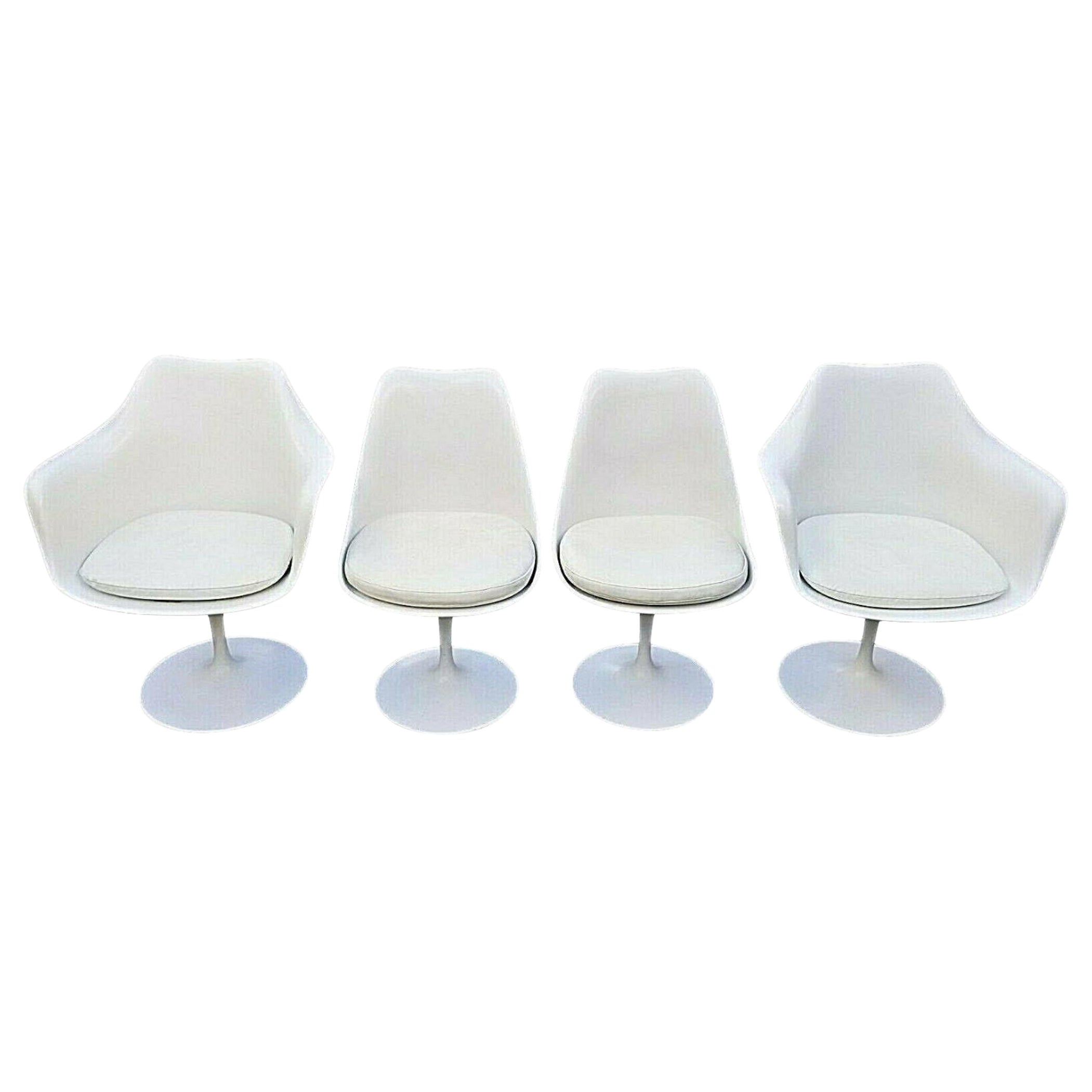 Authentic 1970
s Knoll Eero Saarinen Tulip Swivel Dining Chairs, Set of 4