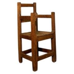 Authentic 19th-Century Alpine Oak Chair with Original Patina