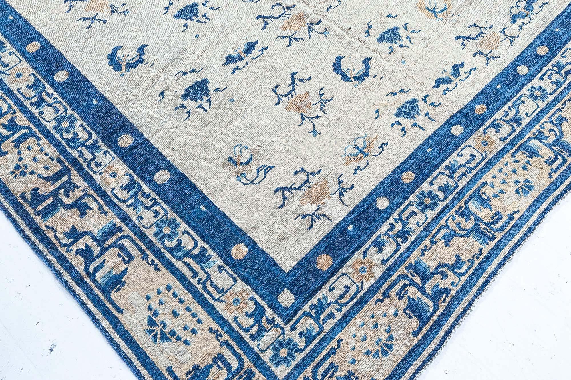 Authentic 19th Century Chinese Botanic Wool Rug For Sale 2