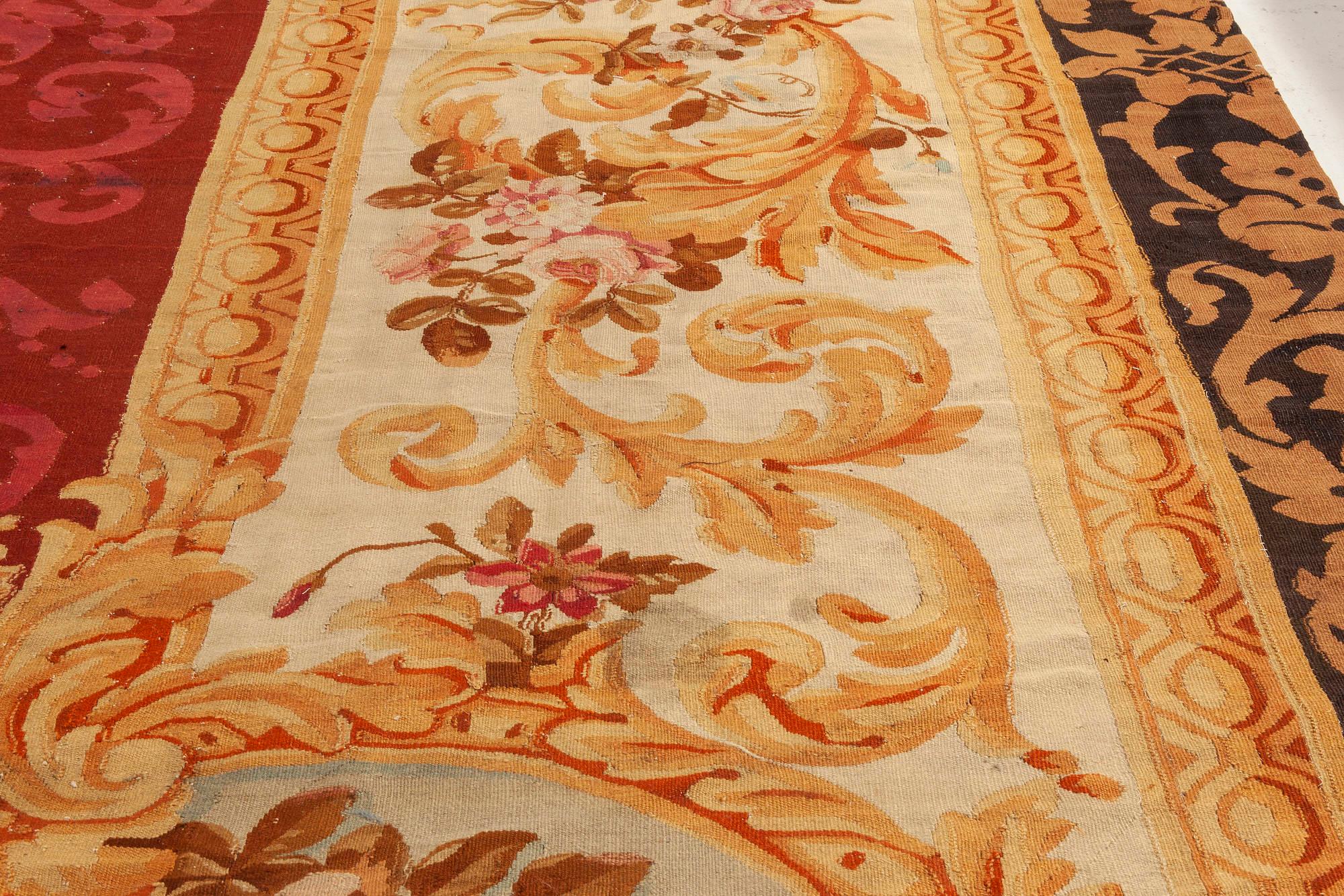 Authentic 19th Century Floral French Aubusson Rug For Sale 3