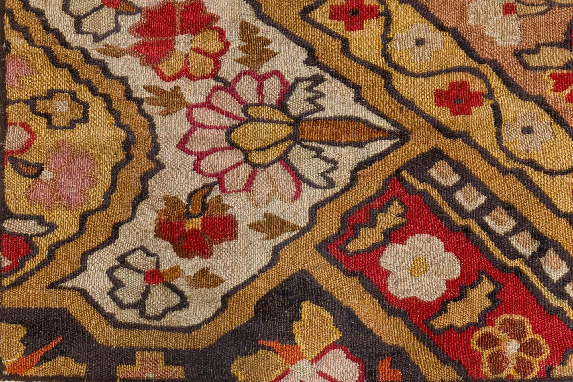 Authentic 19th Century French Aubusson Handmade Rug In Good Condition For Sale In New York, NY