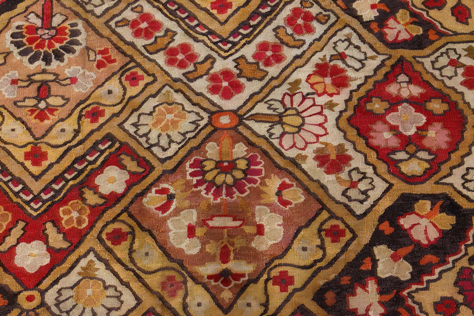 Wool Authentic 19th Century French Aubusson Handmade Rug For Sale