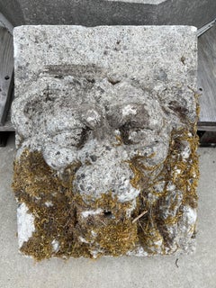 Authentic 19th Century French Carved Stone Lion Fountain Element
