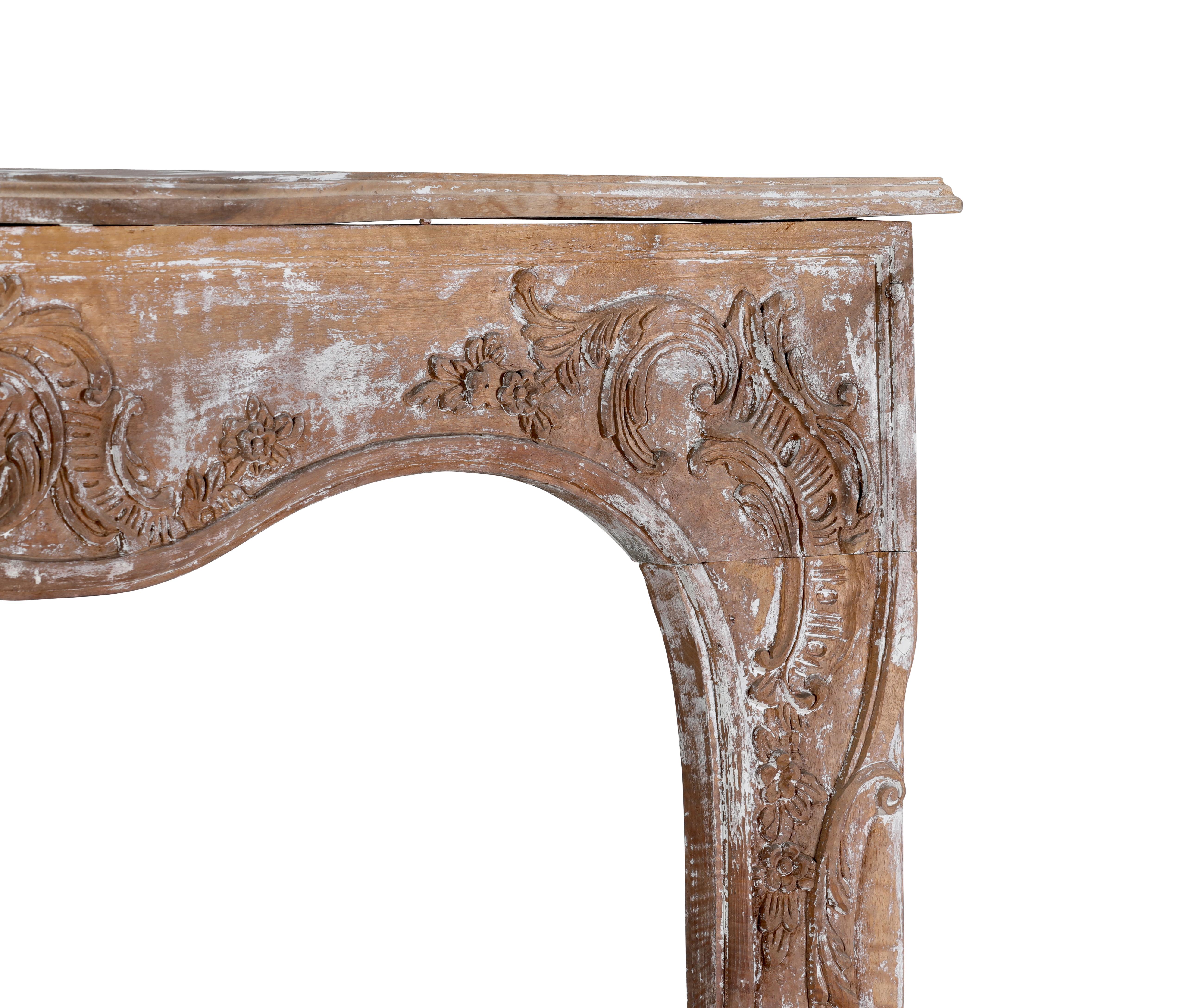 Authentic 19th Century French Rococo Fireplace Mantel - Floral Details - Antique For Sale 8