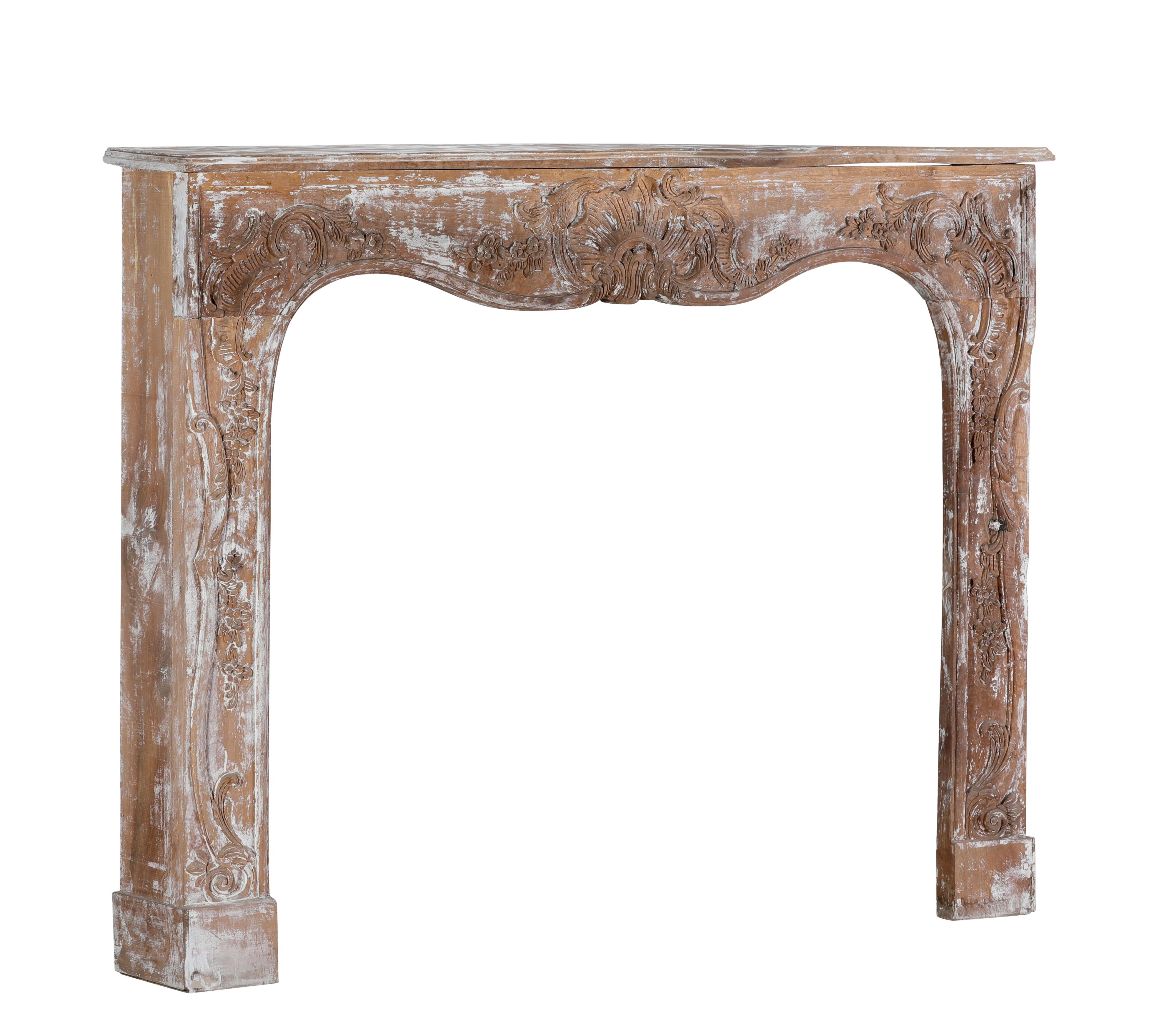 Authentic 19th Century French Rococo Fireplace Mantel - Floral Details - Antique For Sale 9