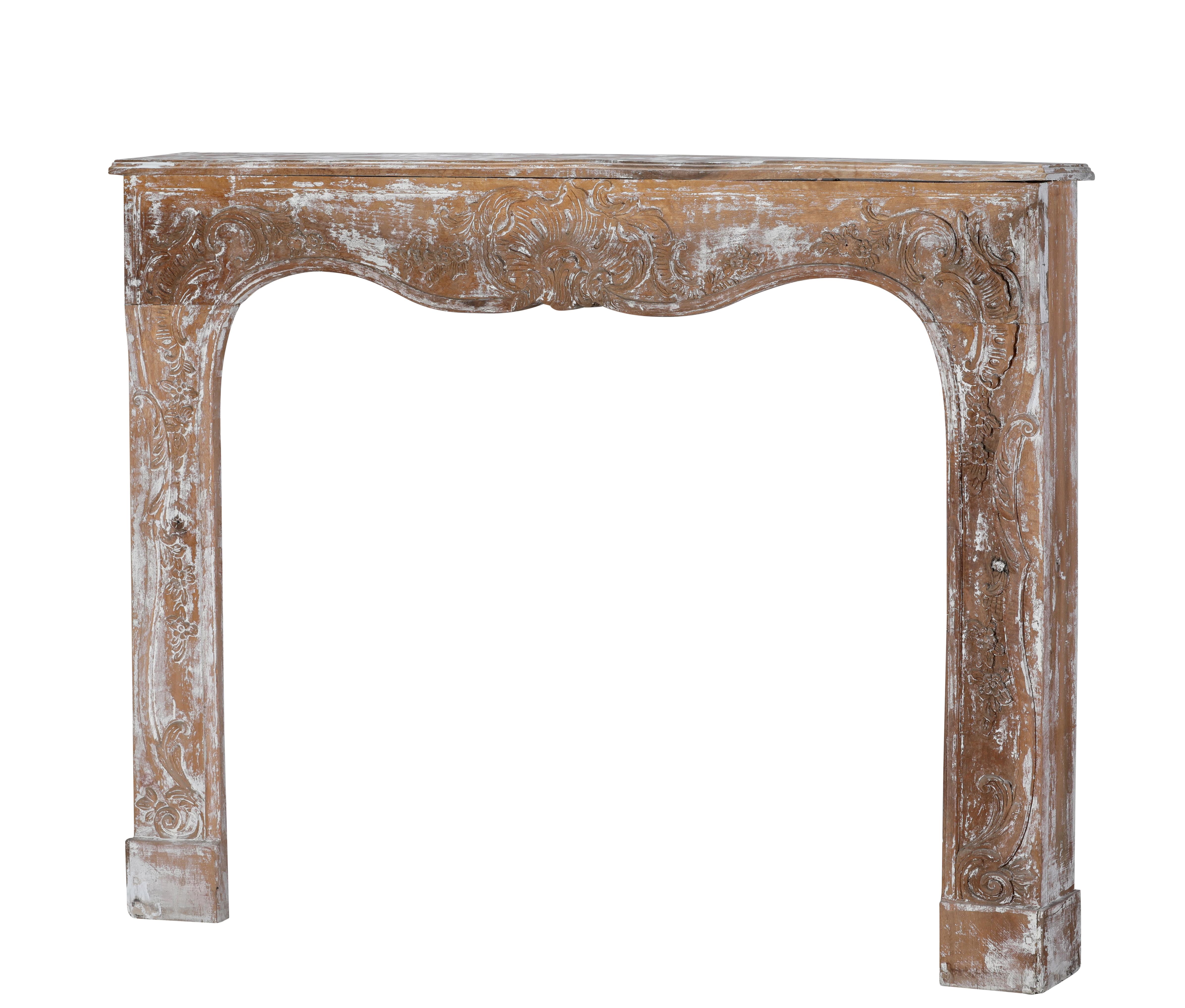 Authentic 19th Century French Rococo Fireplace Mantel - Floral Details - Antique For Sale 13