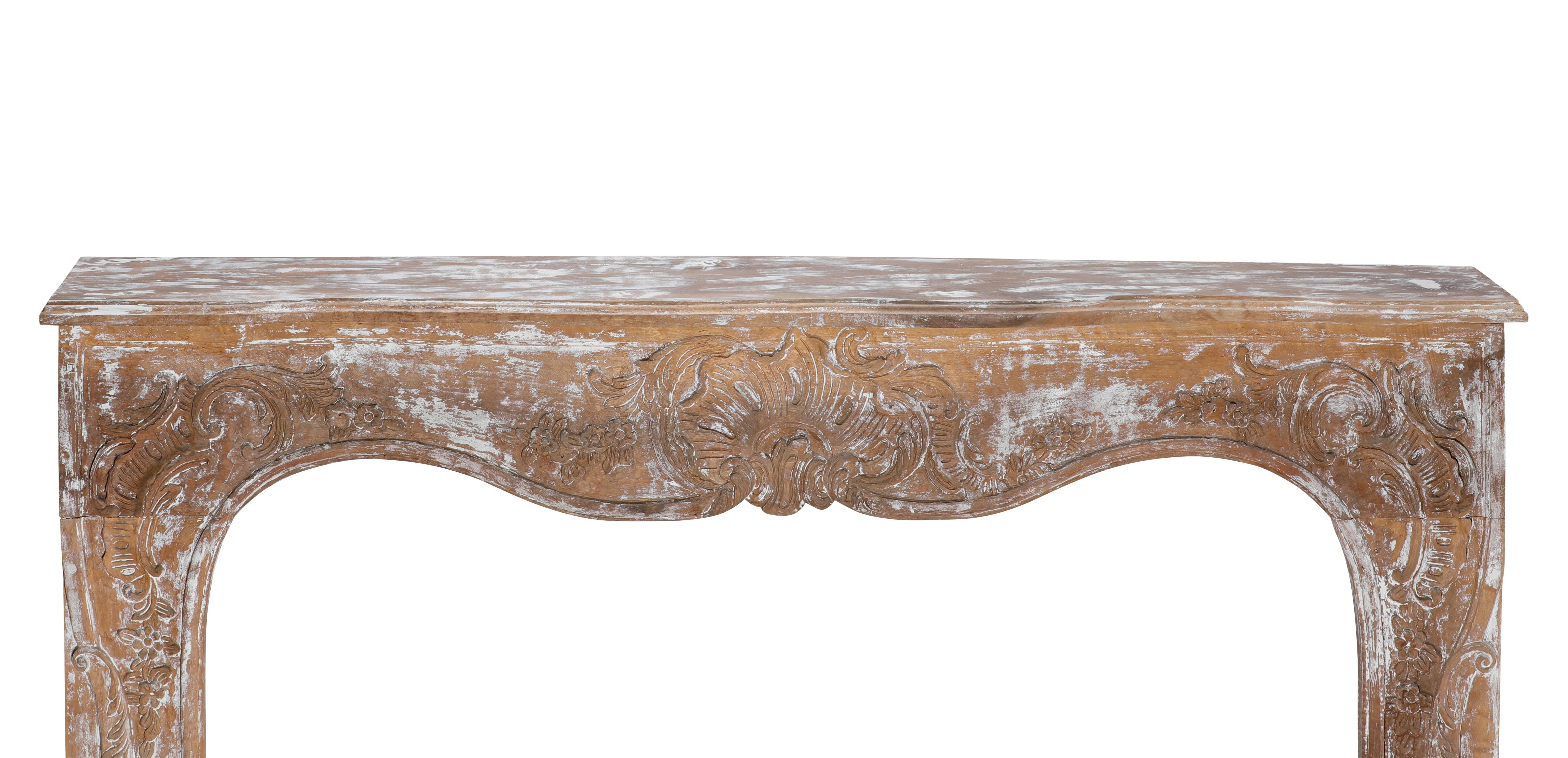 Authentic 19th Century French Rococo Fireplace Mantel - Floral Details - Antique For Sale 14