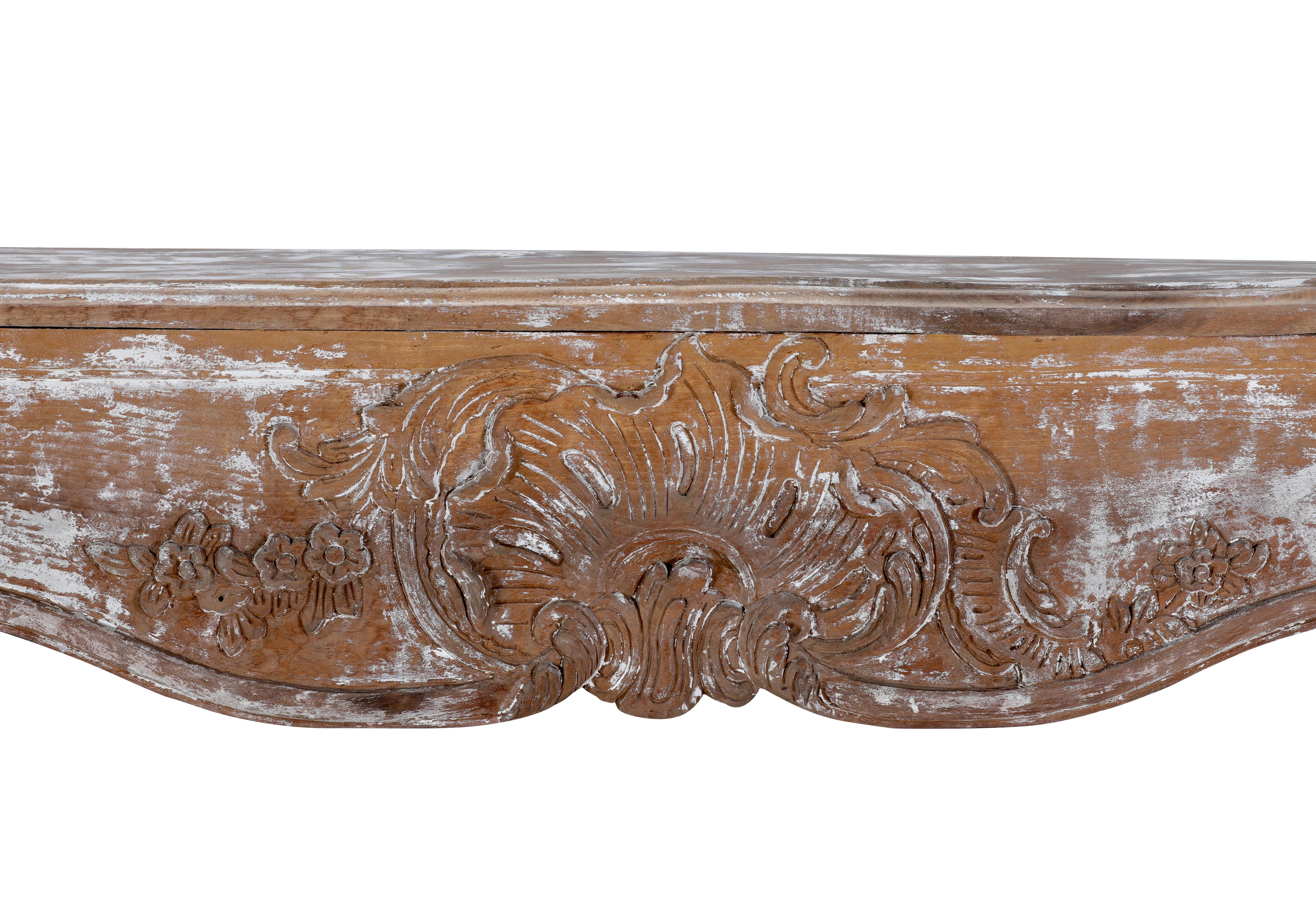 Authentic 19th Century French Rococo Fireplace Mantel - Floral Details - Antique In Excellent Condition For Sale In Beervelde, BE