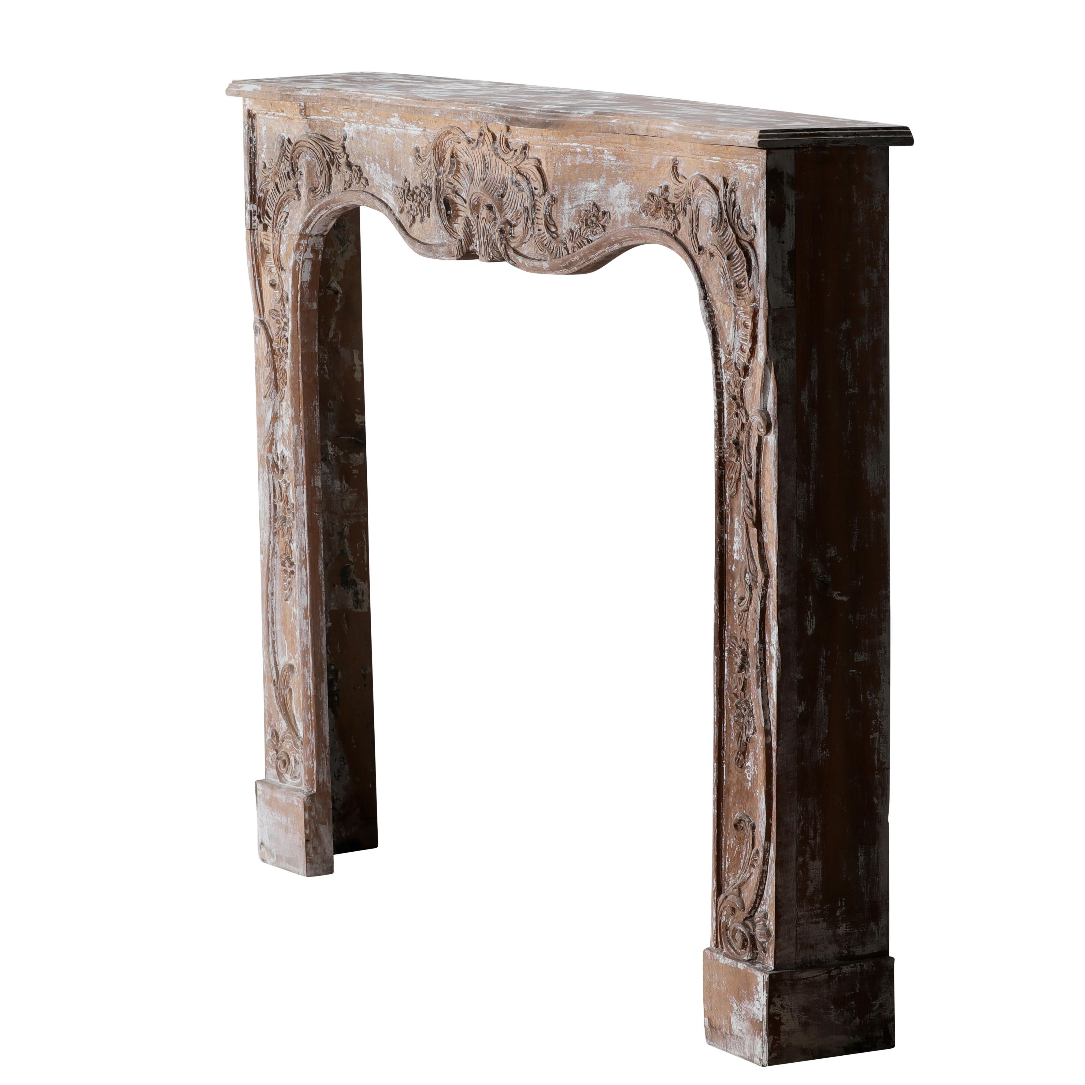 Authentic 19th Century French Rococo Fireplace Mantel - Floral Details - Antique For Sale 1