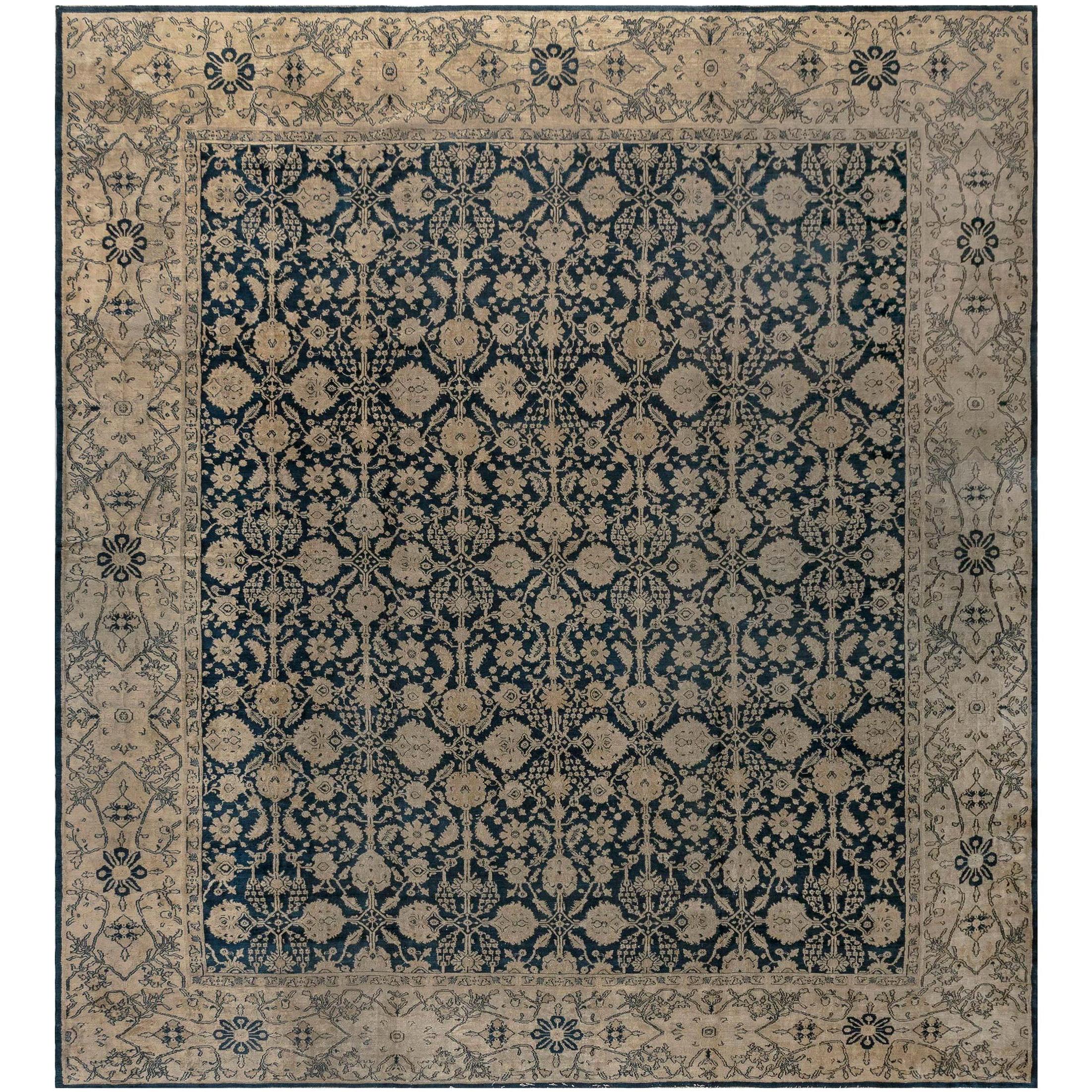 Authentischer indischer Agra-Teppich aus dem 19.
