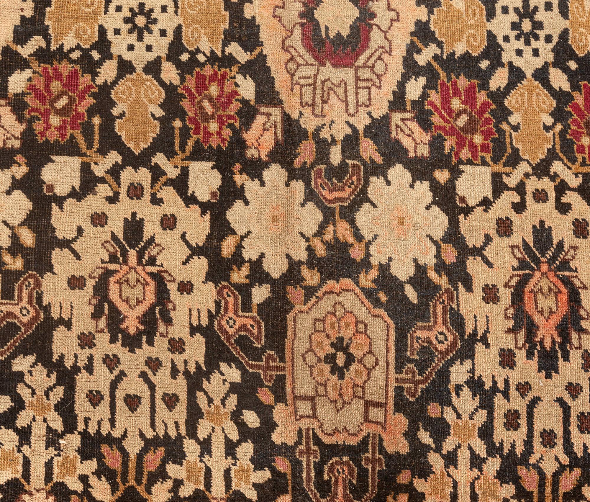 Authentic 19th century Karabagh botanic handmade wool carpet
Size: 6'6