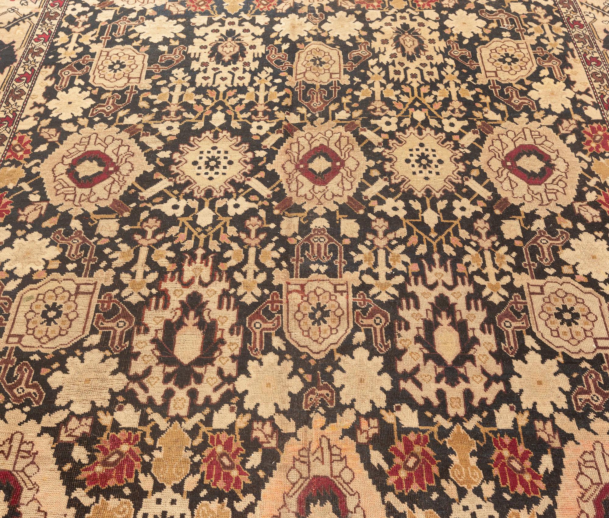Caucasian 19th Century Karabagh Botanic Handmade Wool Carpet For Sale