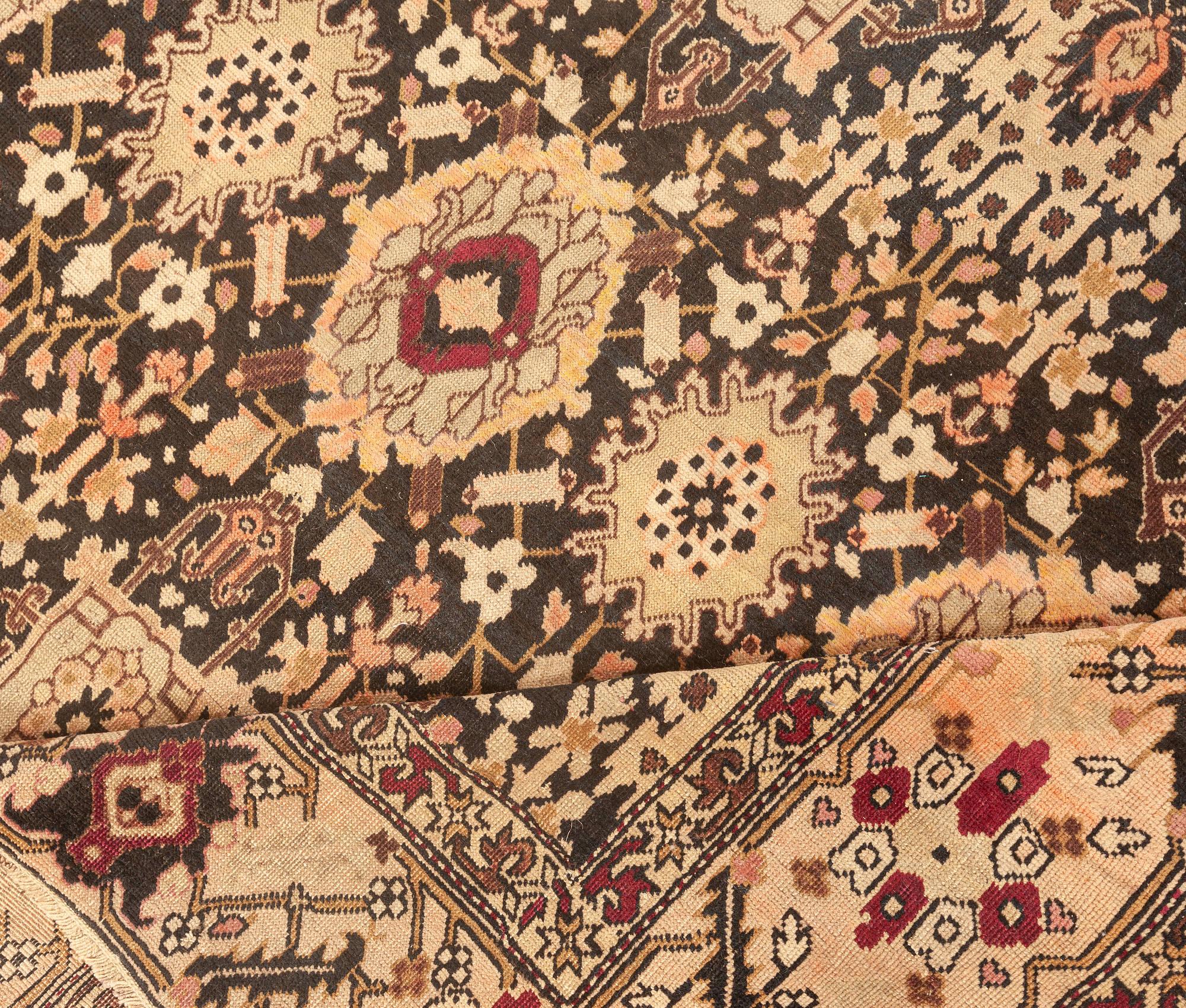Hand-Knotted 19th Century Karabagh Botanic Handmade Wool Carpet For Sale