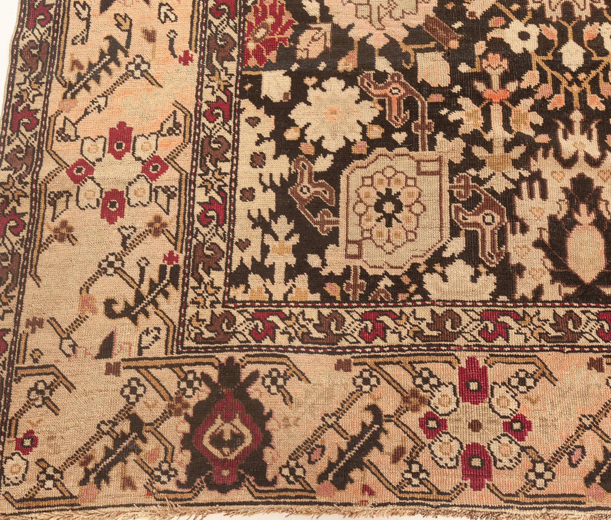 19th Century Karabagh Botanic Handmade Wool Carpet For Sale 1