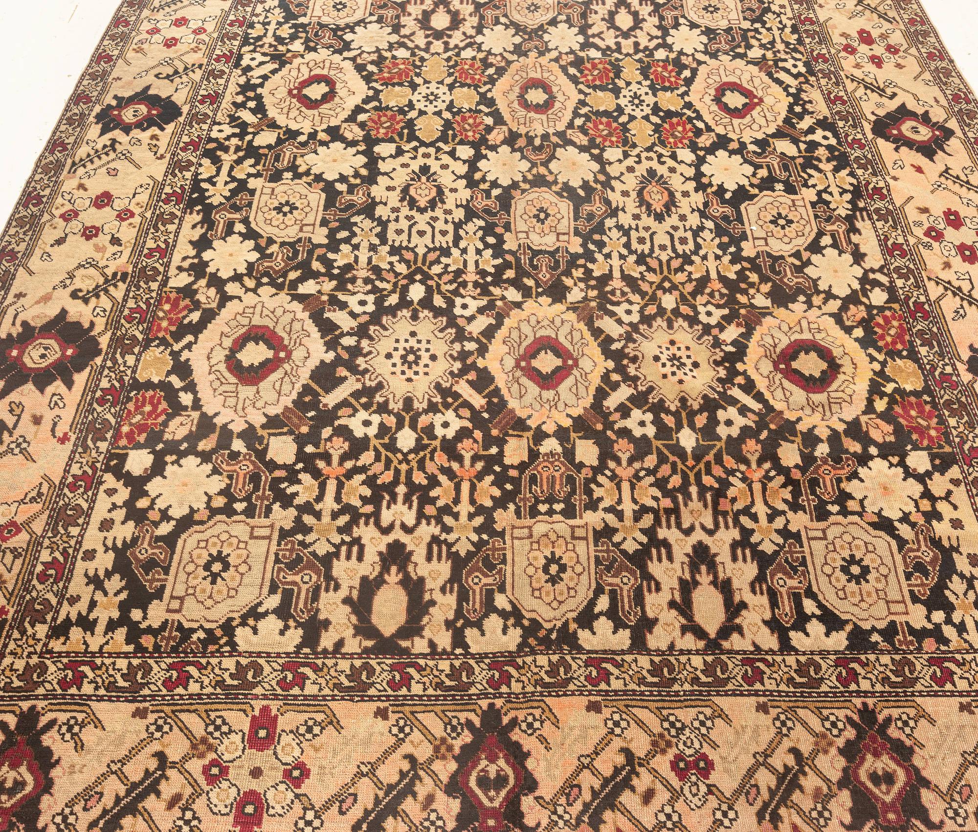 19th Century Karabagh Botanic Handmade Wool Carpet For Sale 2