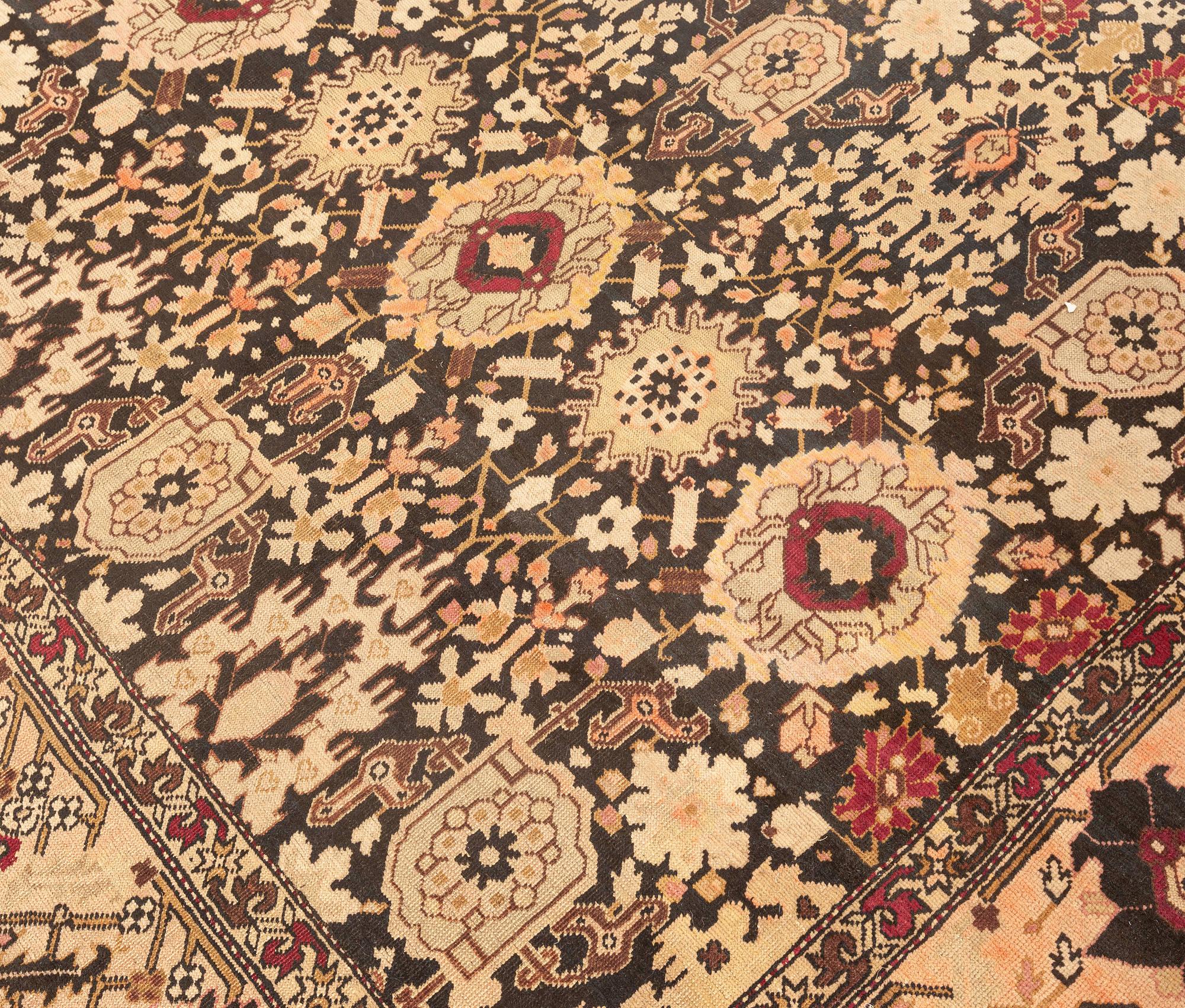 19th Century Karabagh Botanic Handmade Wool Carpet For Sale 3