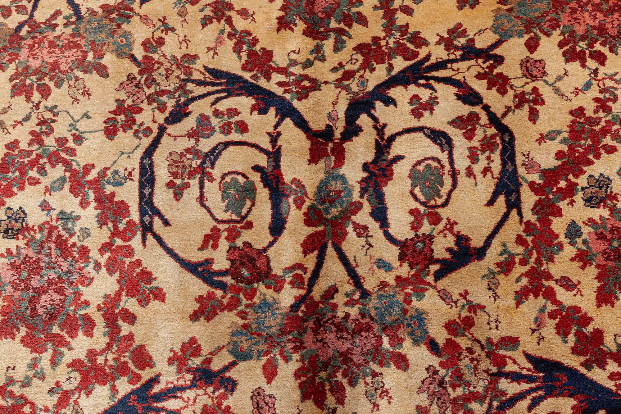 Authentique tapis persan Bidjar du 19e siècle, en laine, fait à la main
Taille : 12'9