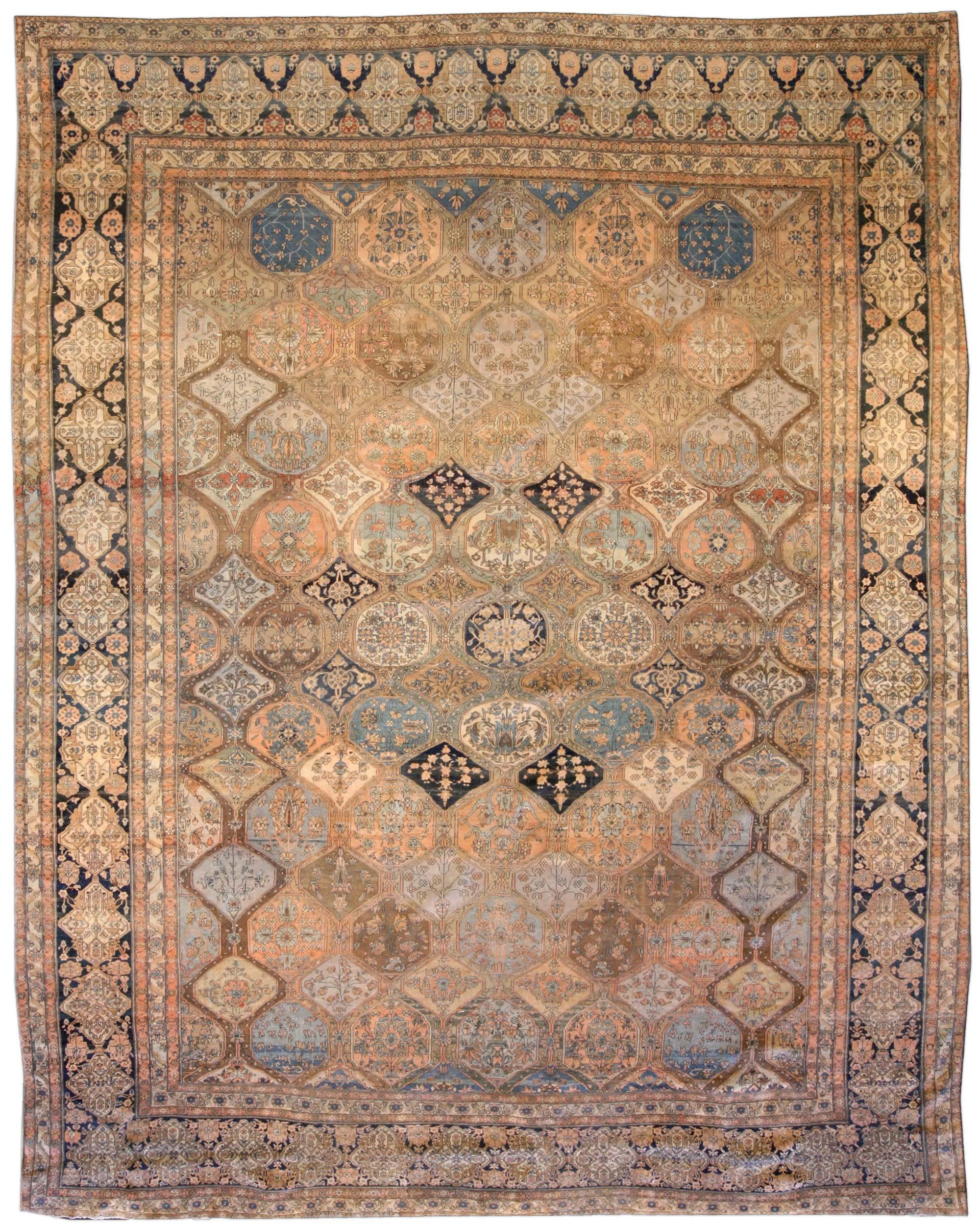 19th Century Persian Kashan Handmade Wool Rug
