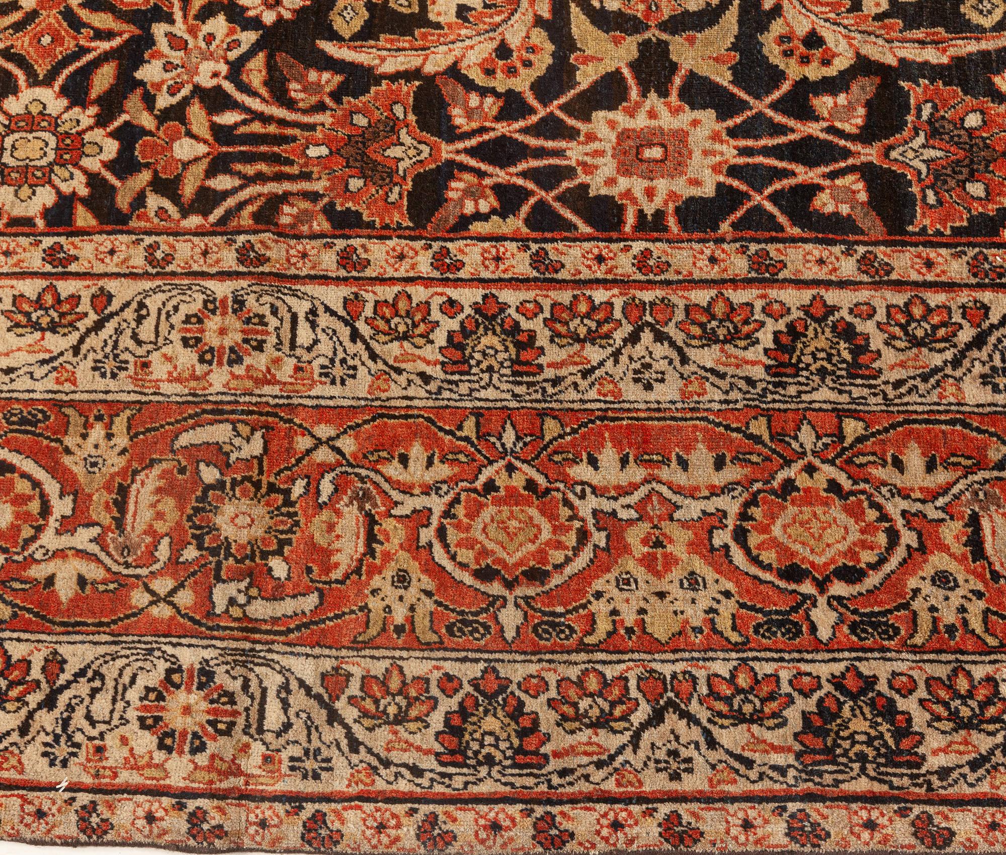 19th Century Persian Kirman Botanic Handmade Rug For Sale 2