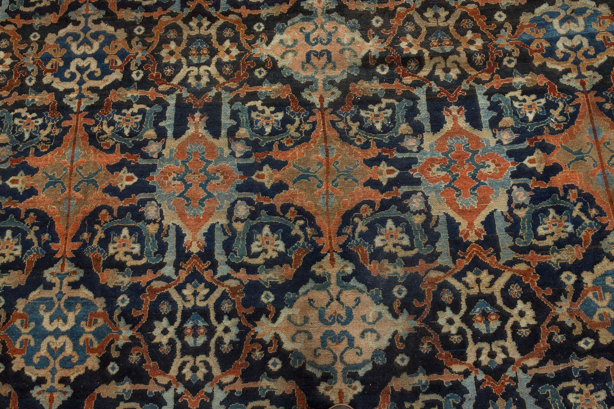 Hand-Knotted 19th Century Persian Malayer Handmade Wool Rug For Sale