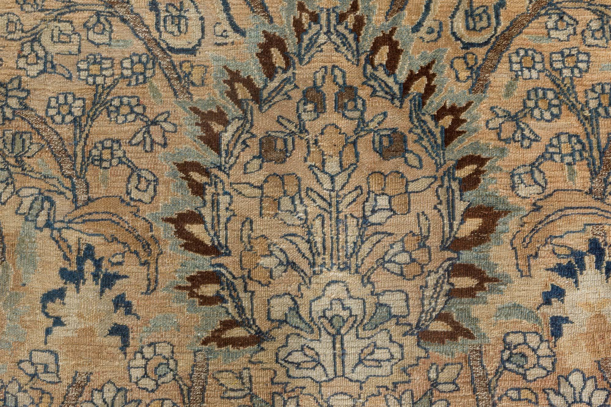 Authentic 19th Century Persian Meshad Handmade Wool Carpet In Good Condition For Sale In New York, NY