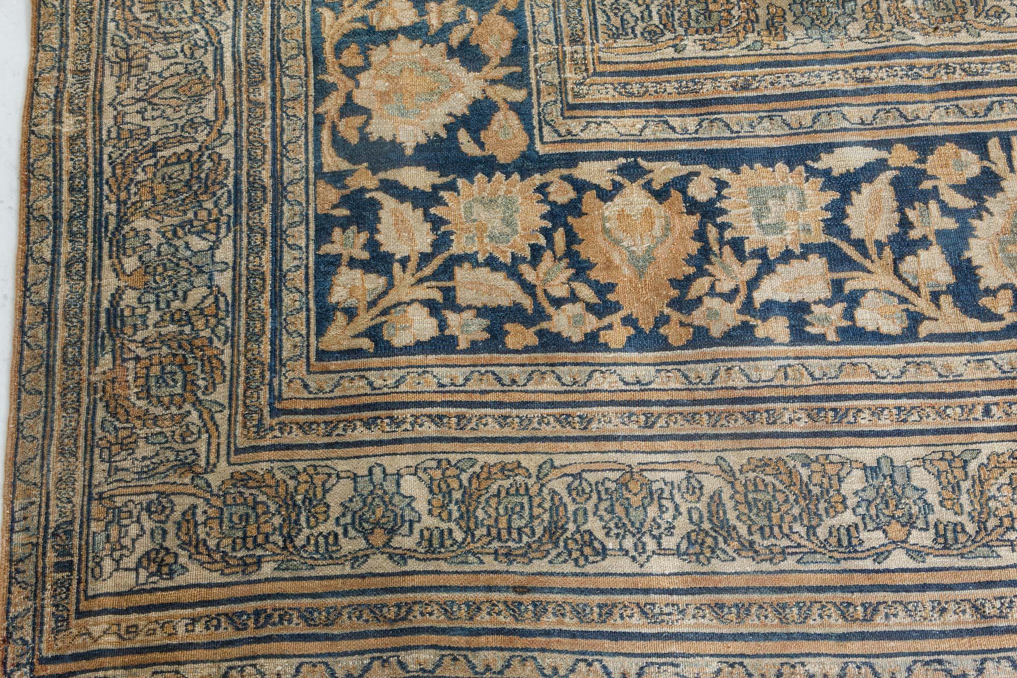 Authentic 19th Century Persian Meshad Handmade Wool Carpet For Sale 1