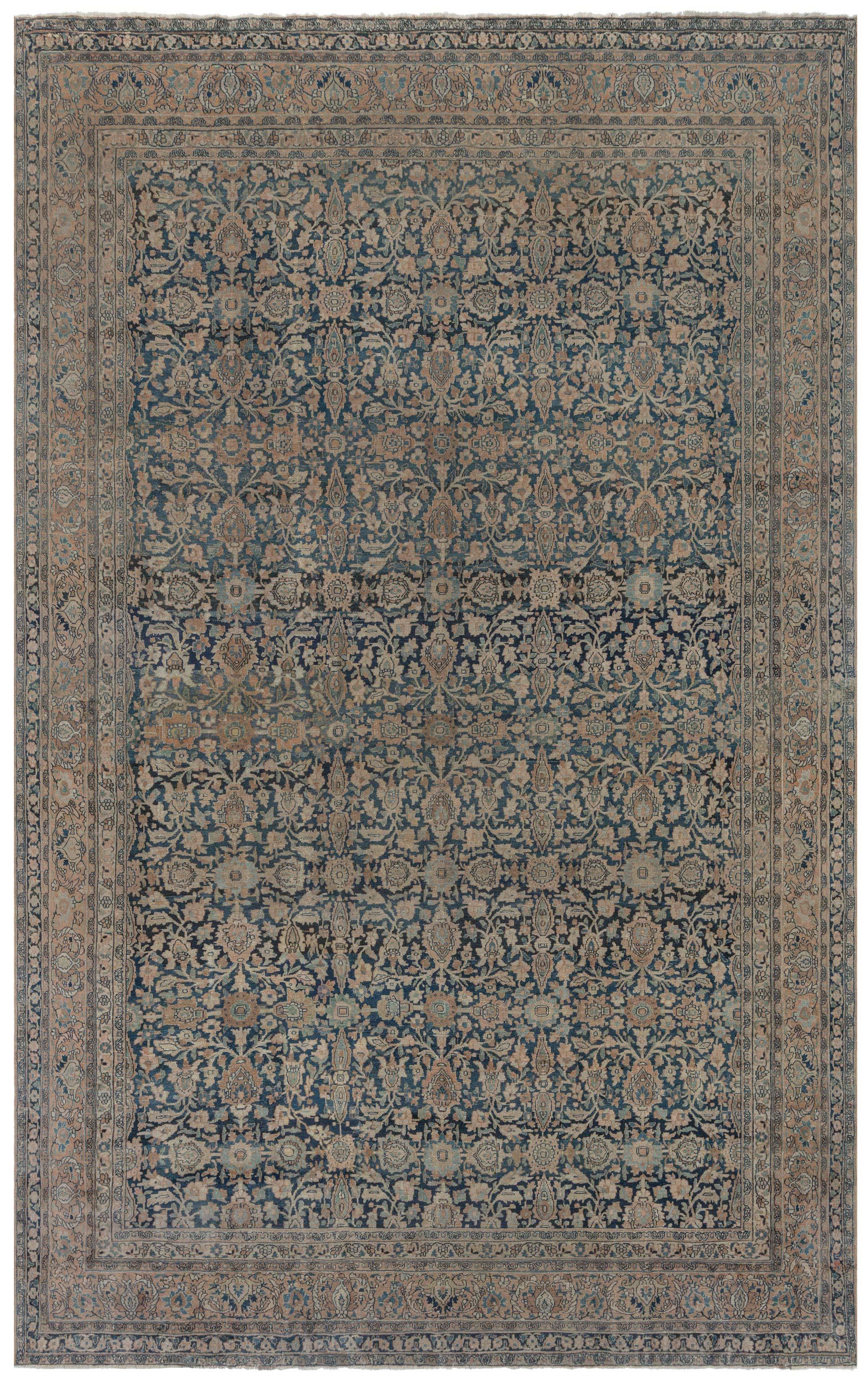 19th Century Persian Meshad Handmade Wool Rug For Sale