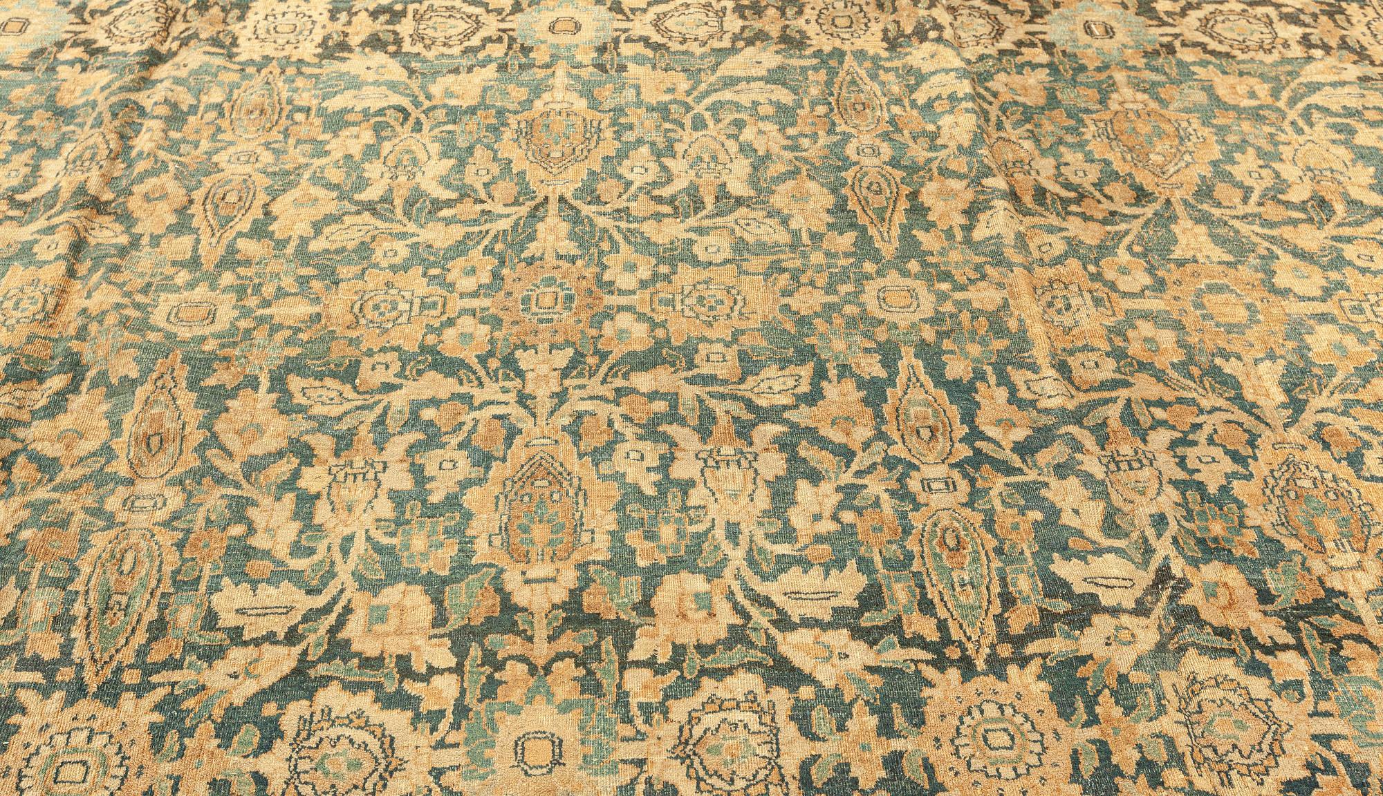 Hand-Woven 19th Century Persian Meshad Handmade Wool Rug For Sale
