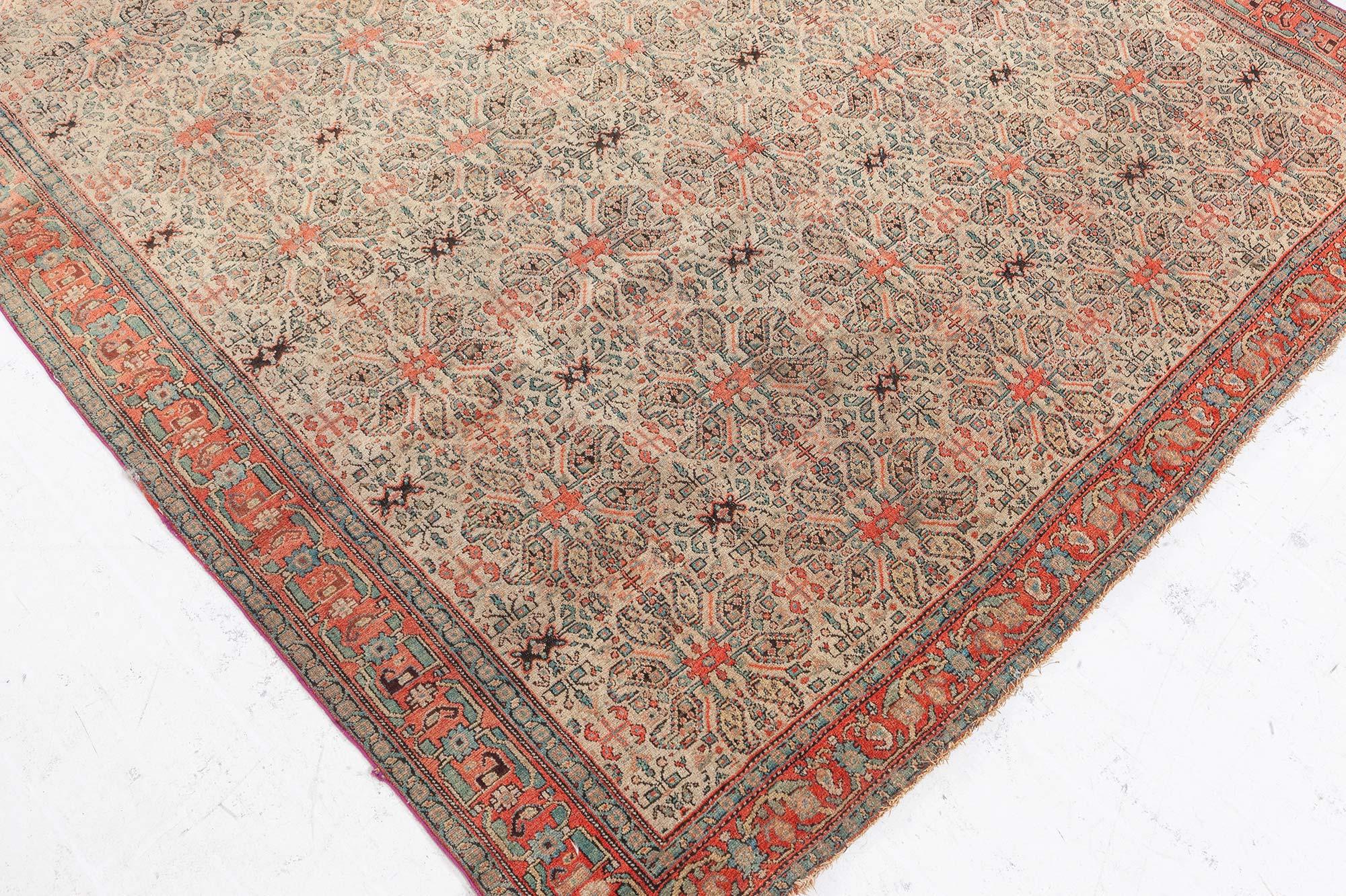 Authentic 19th Century Persian Senneh Botanic Rug In Good Condition For Sale In New York, NY